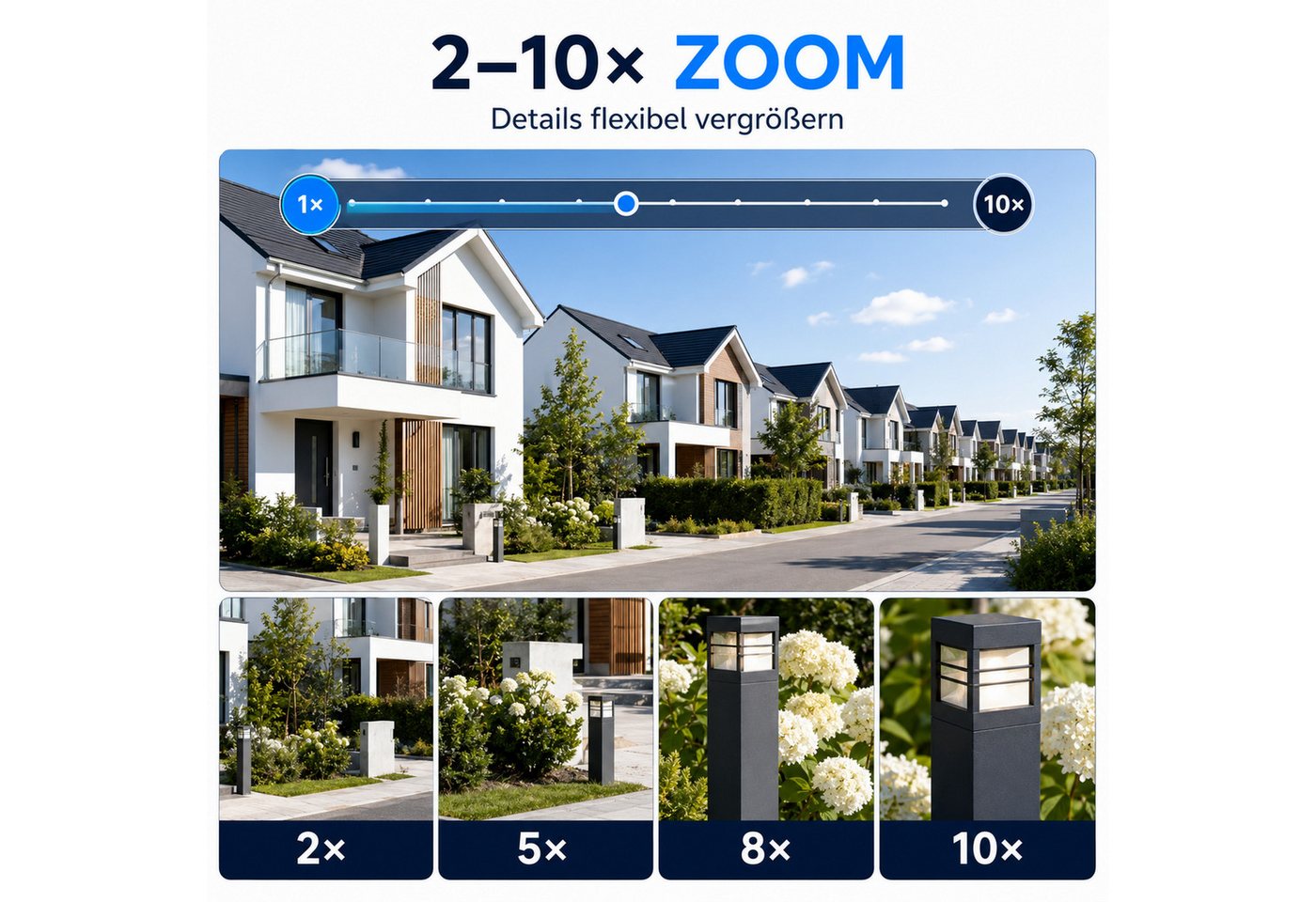 HS.SUPPLY IP-Überwachungskamera Sicherheitskamera 4 Objektive, Nachtsicht & Bewegungserkennung (Outdoor, Indoor, Komplett-Set, Spotlight-Kamera mit 4 individuellen Objektiven, Bewegungserkennung, remote Control, 10-fach Zoom) Bild 5