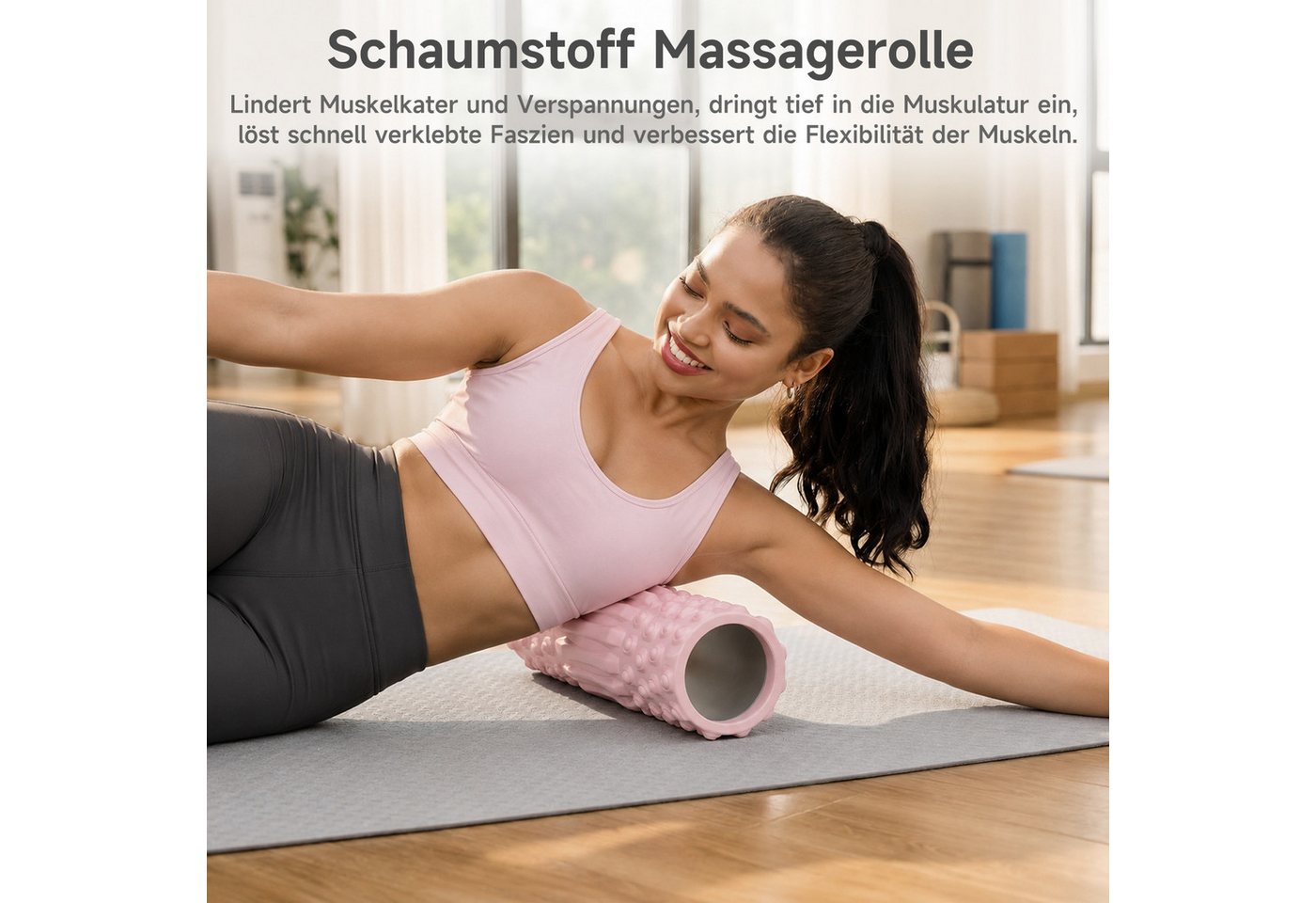 OSTWOLKE Massagerolle 3 in 1 Foam Roller Faszienrolle Sets mit Massageroller Stab, für Yoga Pilates Sport