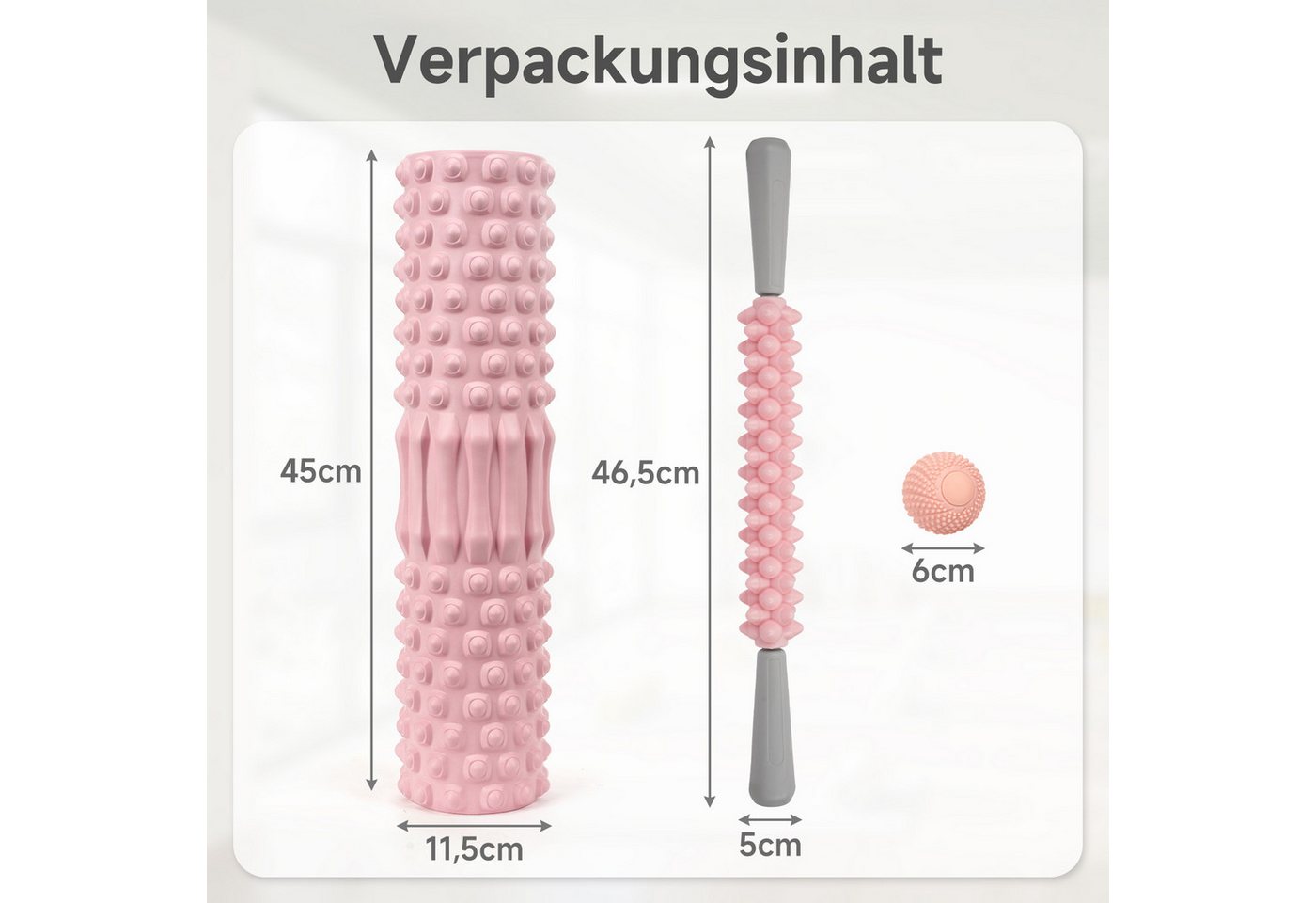 OSTWOLKE Massagerolle 3 in 1 Foam Roller Faszienrolle Sets mit Massageroller Stab, für Yoga Pilates Sport Bild 2