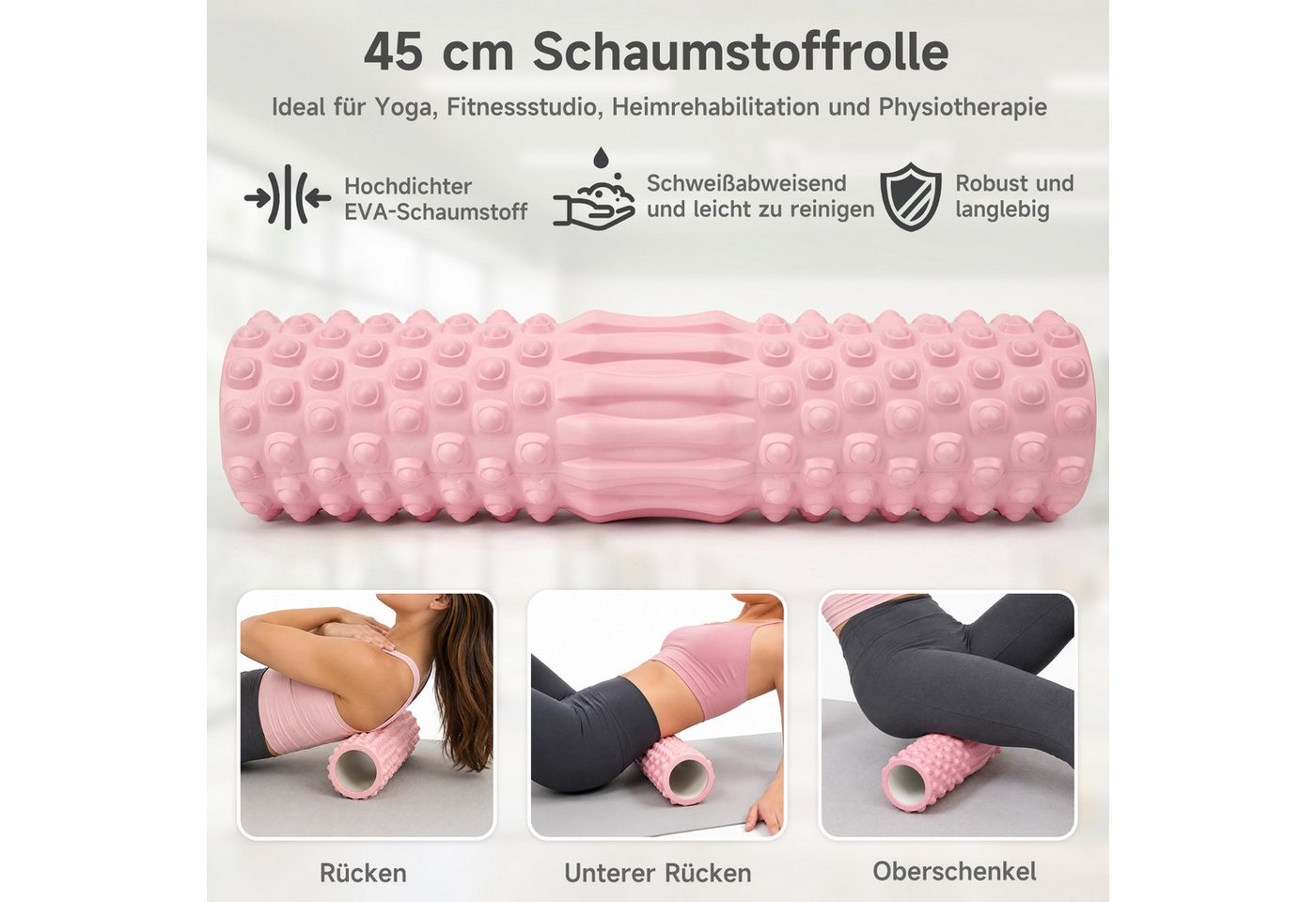OSTWOLKE Massagerolle 3 in 1 Foam Roller Faszienrolle Sets mit Massageroller Stab, für Yoga Pilates Sport Bild 3