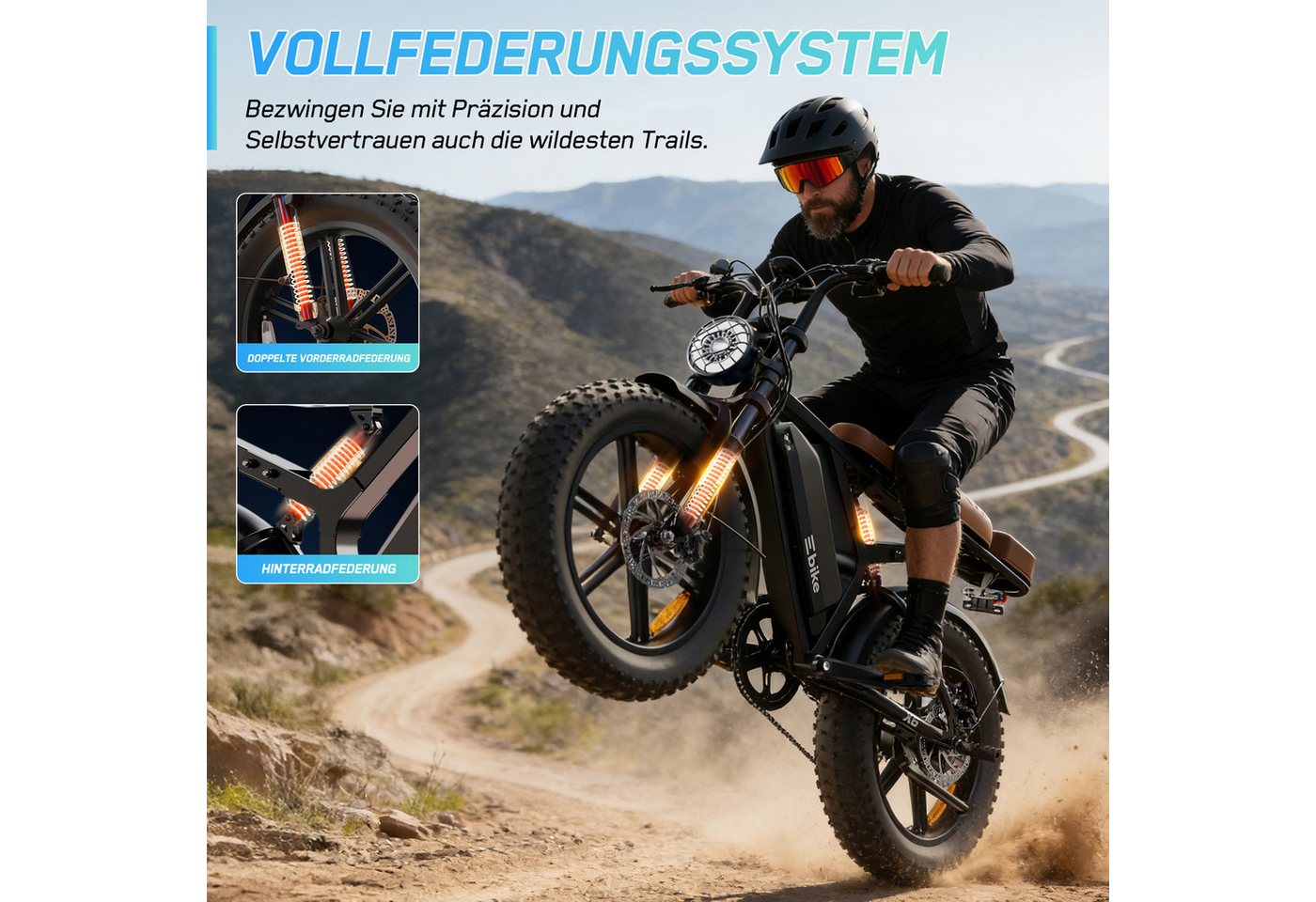 SISIGAD E-Bike Mountainbike 20'' fatbike-48V 15Ah Akku, 250W Motor, herausnehmbarem Akku, APP, Shimano, Heckmotor, 720 Wh, Fat Tire Elektrofahrrad – 7-Gang Schaltung, hoher Tragkraft 204kg,APP Bild 5