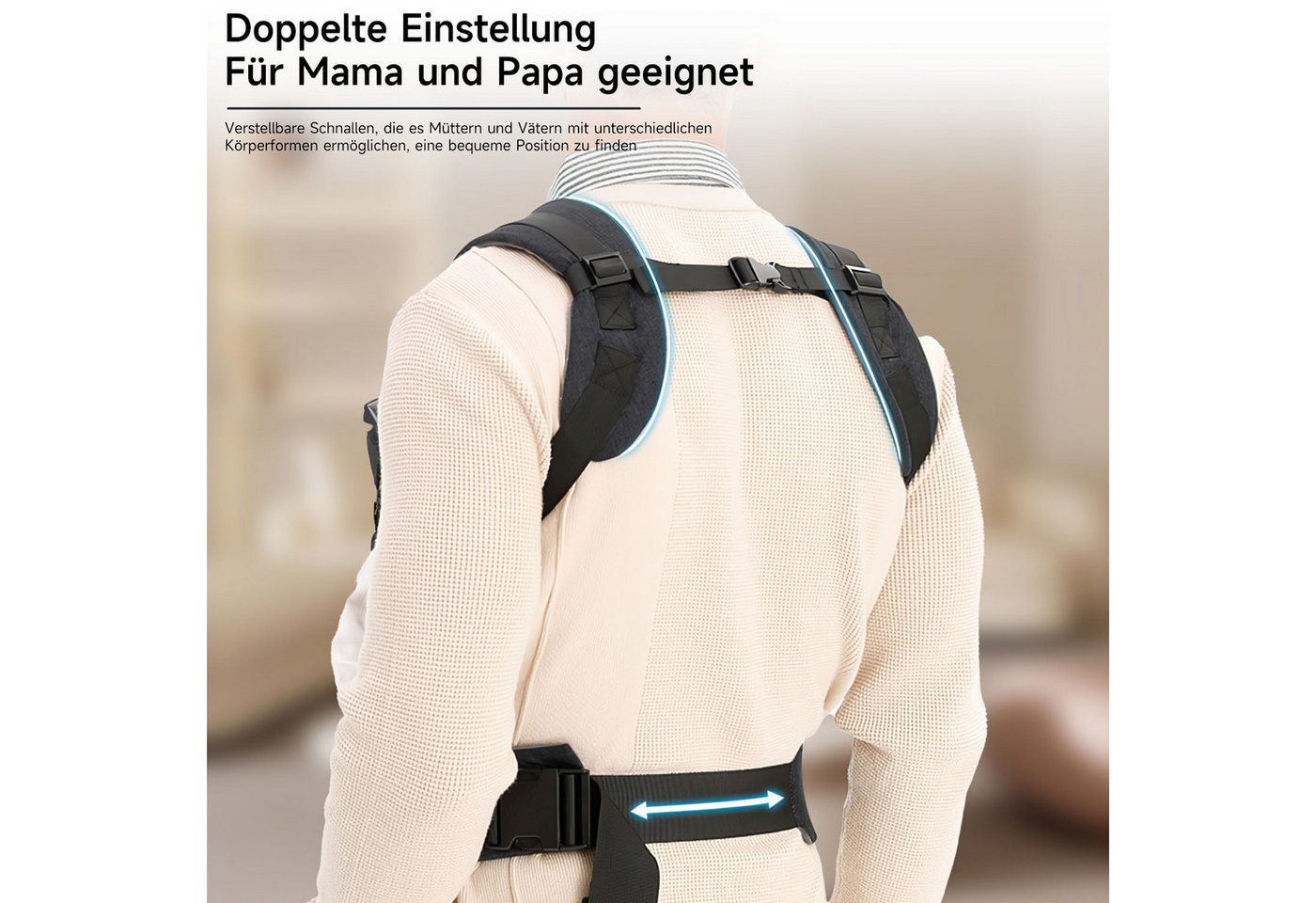 DUMOS Tragetuch Ergonomischer Baby Tragegurt, für Neugeborene & Kleinkinder Bild 2