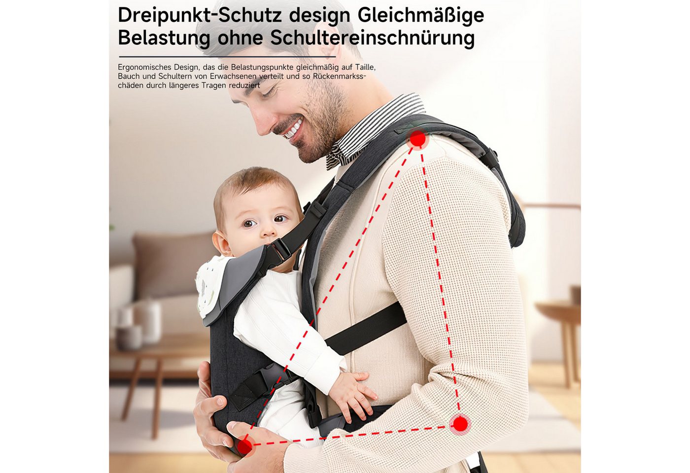 DUMOS Tragetuch Ergonomischer Baby Tragegurt, für Neugeborene & Kleinkinder Bild 3