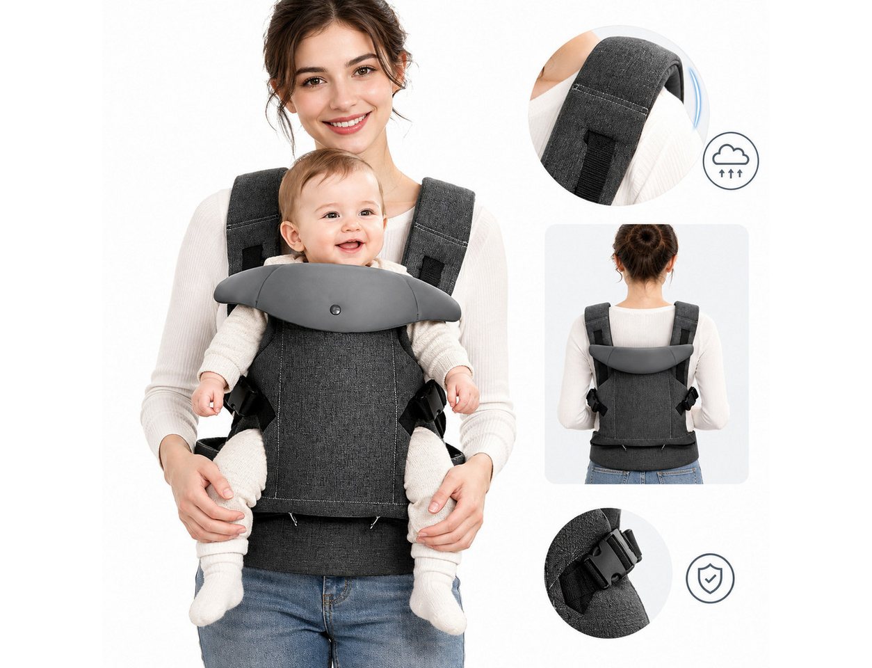 DUMOS Tragetuch Ergonomischer Baby Tragegurt, für Neugeborene & Kleinkinder Bild 4