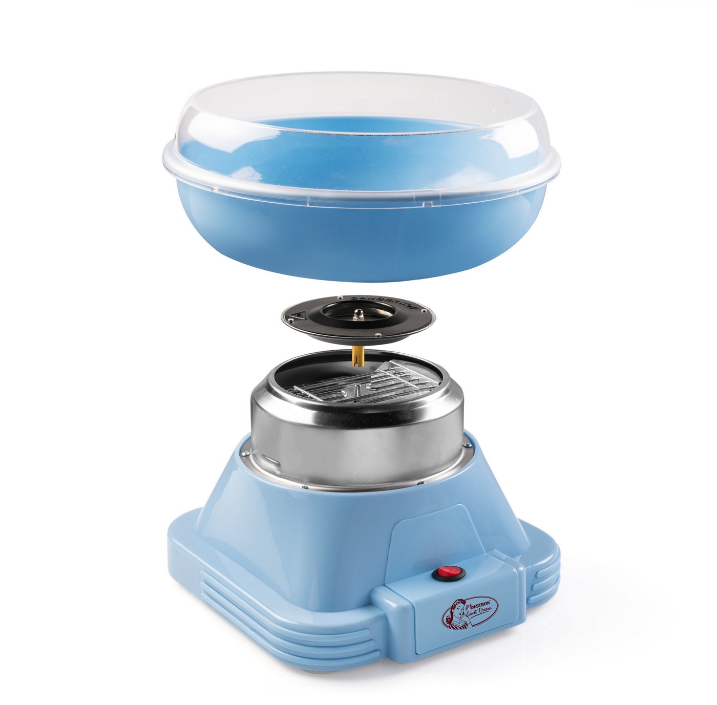bestron Zuckerwattemaschine ACCM400, Jahrmarktfeeling für Zuhause, inkl. Zubehör