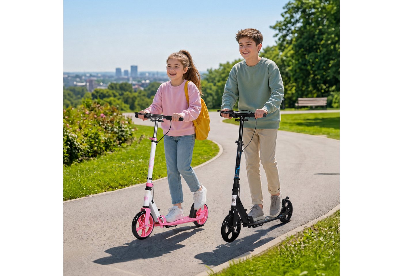 H.yeed Tretroller Kick Scooter für Kinder, Jugendliche und Erwachsene, Höhenverstellbarer Cityroller für Jungen und Mädchen 8+ Bild 4