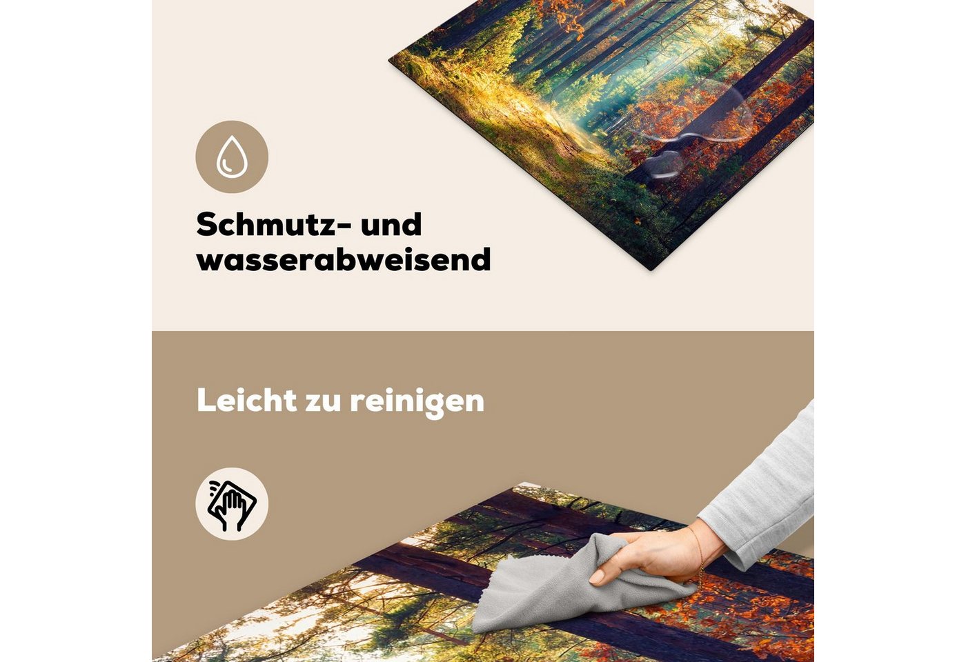 MuchoWow Herd-Abdeckplatte Wald - Sonne - Natur - Herbst, Vinyl, (1 tlg), Abdeckplatte für Ceranfeld, Herd Inductionsmatte, 57.6x51.6 cm Bild 3
