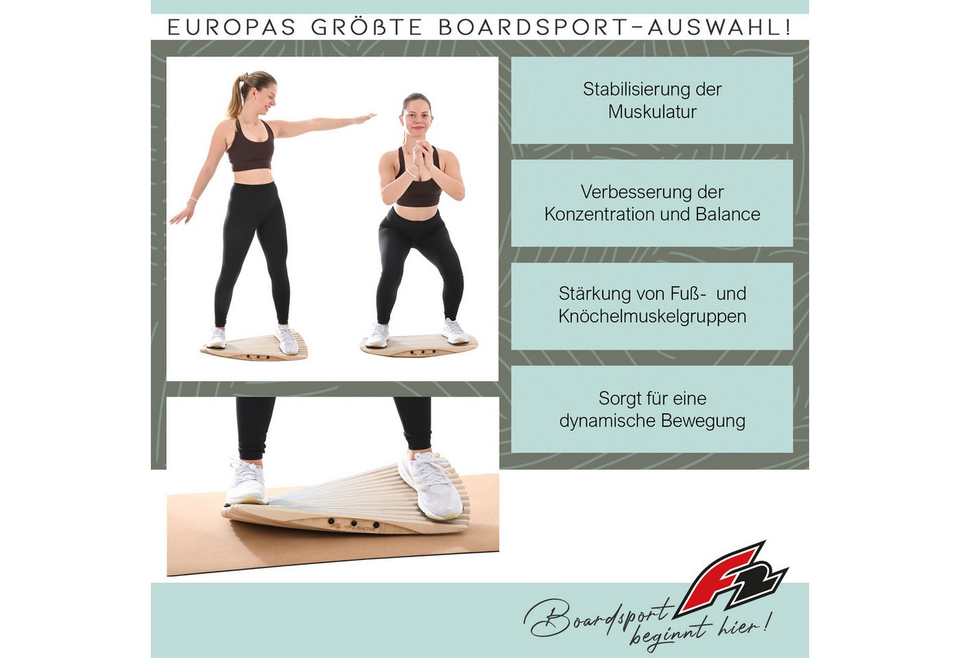F2 Balanceboard F2 Balance Board Splitboard 65x28cm Blau Bild 5