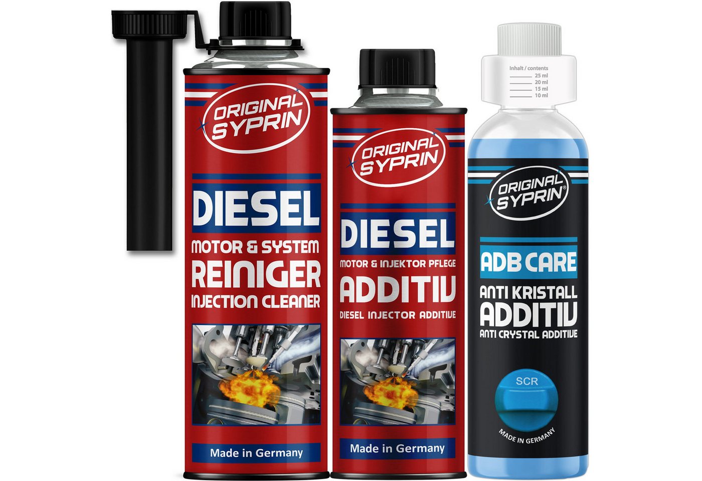 Original Syprin Diesel-Additiv Diesel Systemreiniger Set mit Diesel Additiv & AdBlue Additiv, 1 l, (3-St)