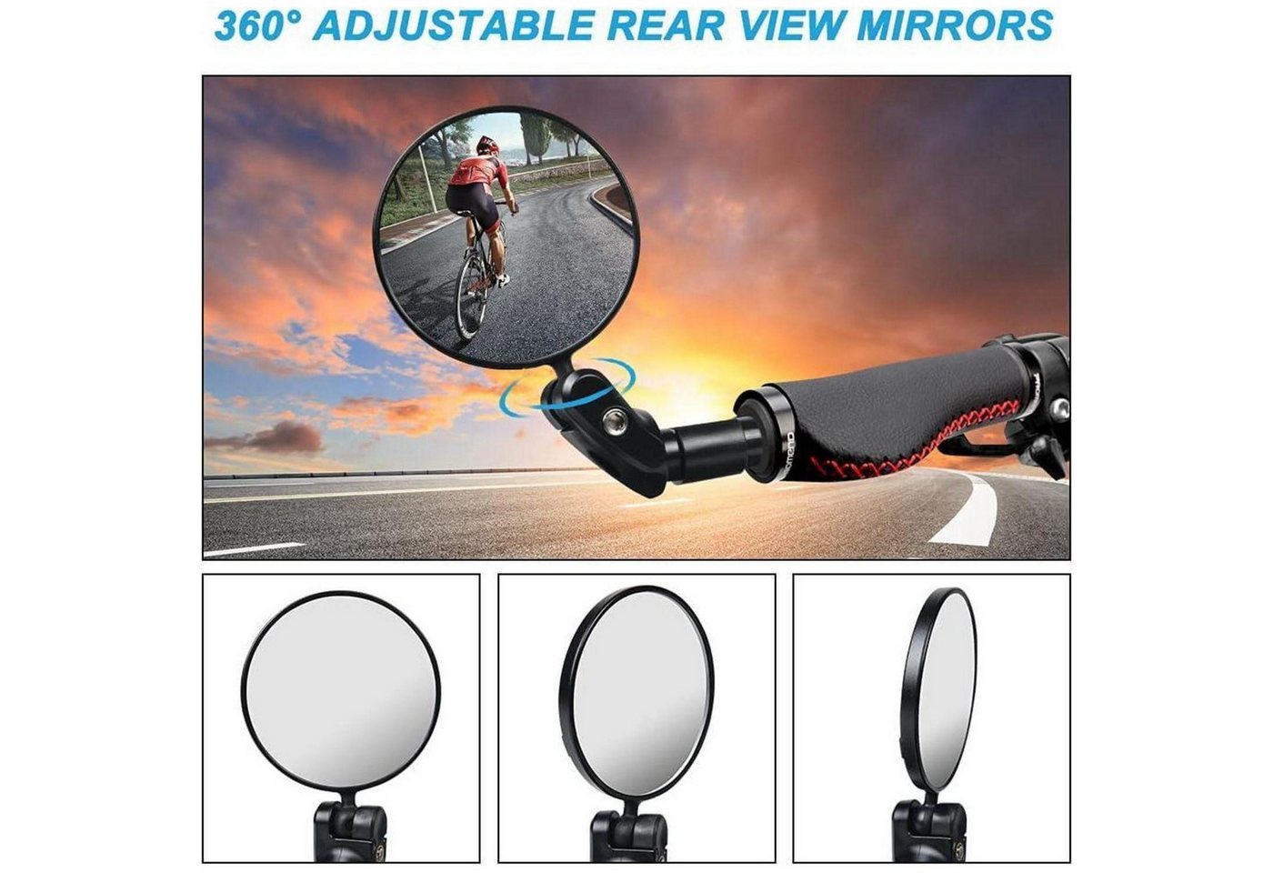 LuxusKollektion Fahrradspiegel 2 Stück 360 Grad Fahrradspiegel für 17.4mm-22mm Lenker Robust und Bild 5