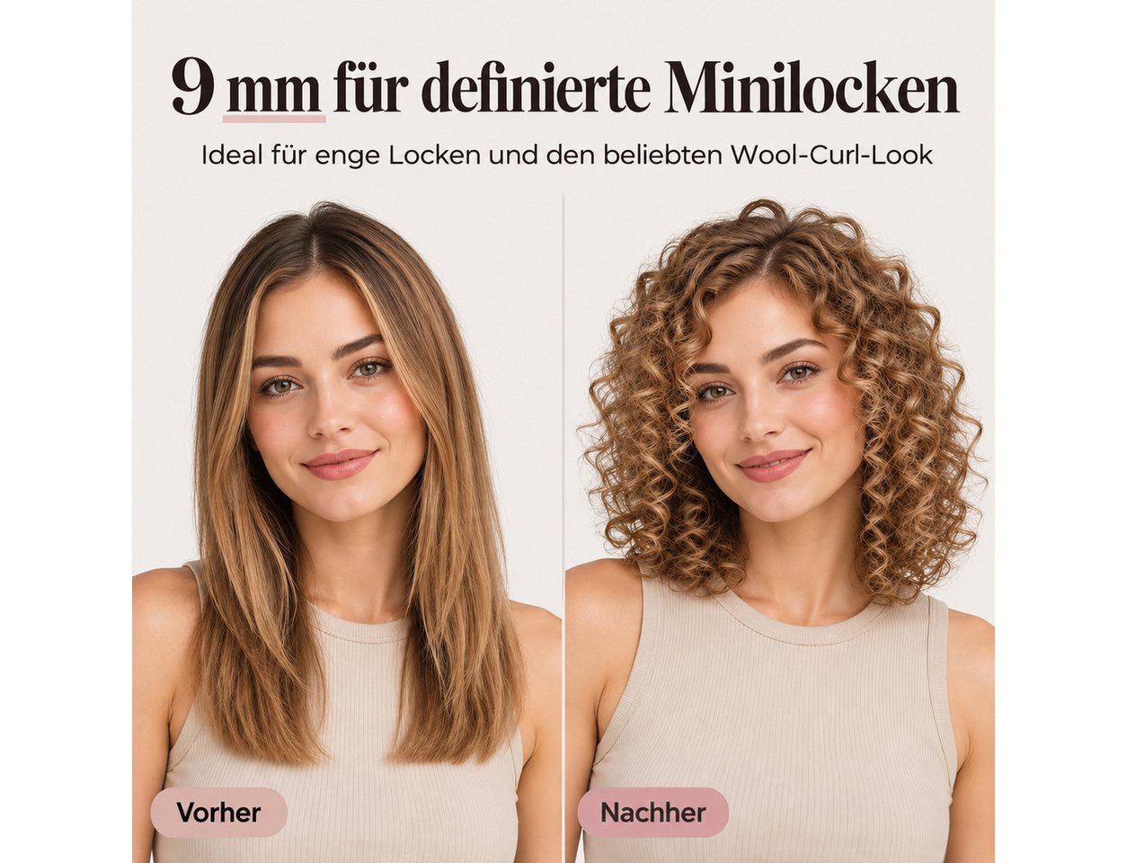 Futicare Lockenstab 9 mm mit Klammer für kleine Locken und Spiral-Locken, schlanker Keramik-Lockenstab für kurzes bis langes Haar, 100–230 °C, 6 Heizstufen, LED-Display Bild 2