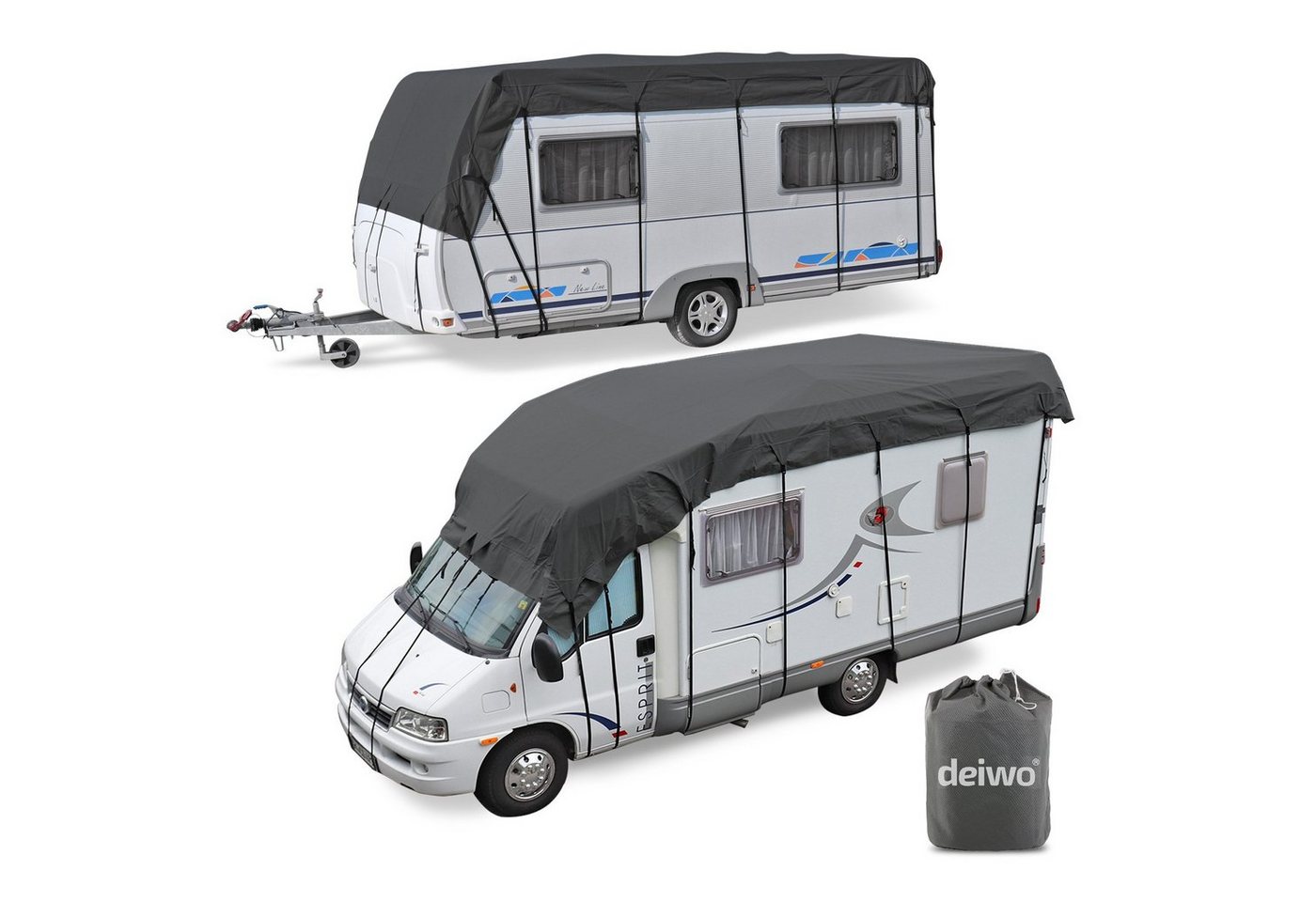 deiwo Wohnmobilschutzhülle Wohnwagen & Wohnmobil Schutzdach 8 x 3 Meter Dachschutzplane