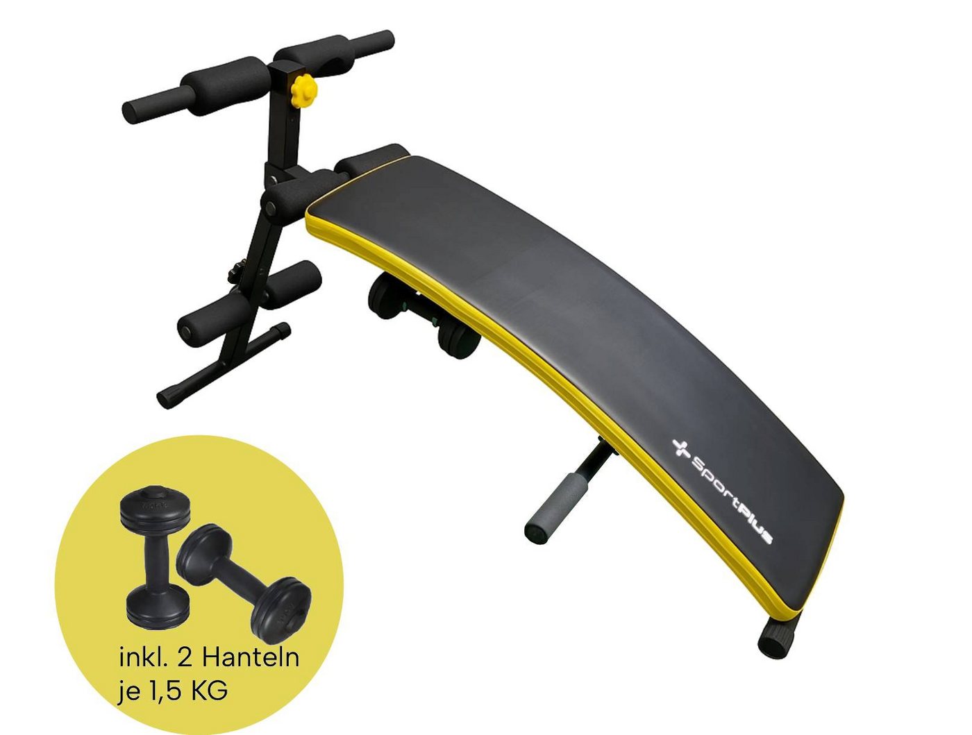 SportPlus Trainingsbank Sit Up Bank Bauchtrainer Trainingsbank Rückentrainer, (Spar-Set, Sit Up Bank inkl. 2x Hanteln 1,5 KG) Bild 4