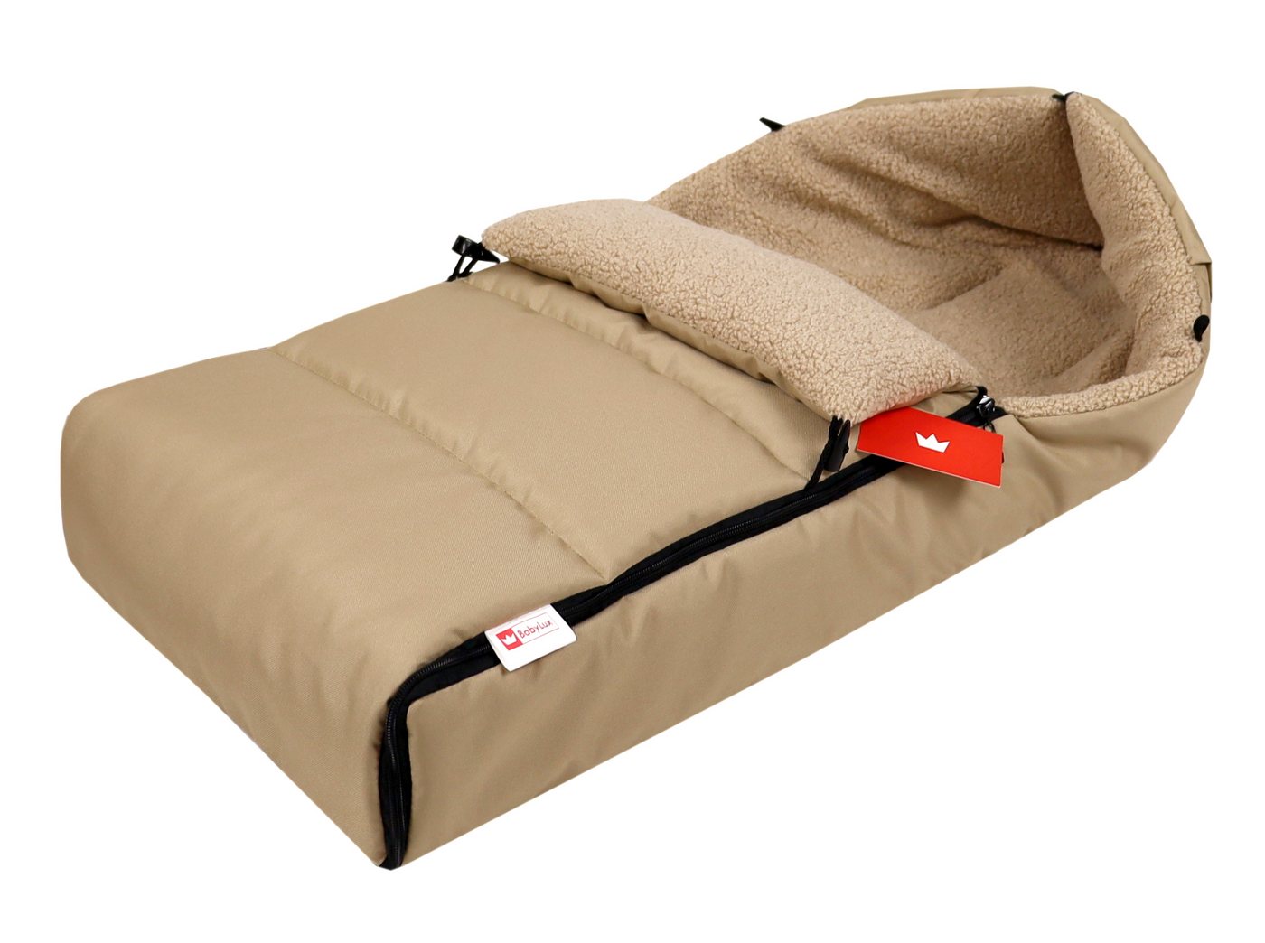 BabyLux Fußsack Bouclé Winter Fußsack 90cm Kinderwagen Buggy, Babyschale Schlafsack, BF1 Beige + Boucle Beige Bild 3