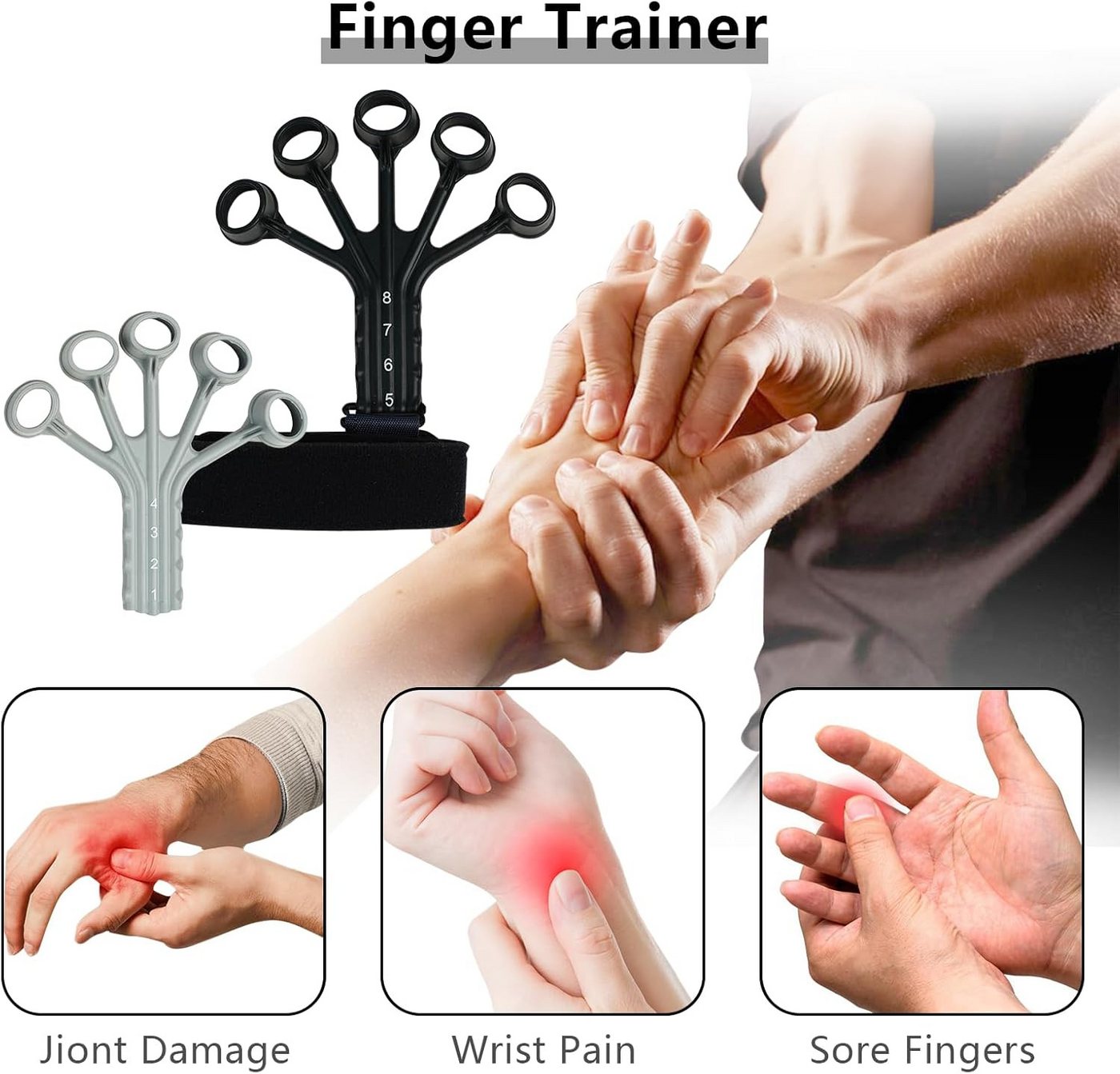 FELIXLEO Handmuskeltrainer Finger Trainer Set Handtrainer 8 Stufen Griffkraft Trainer Vater