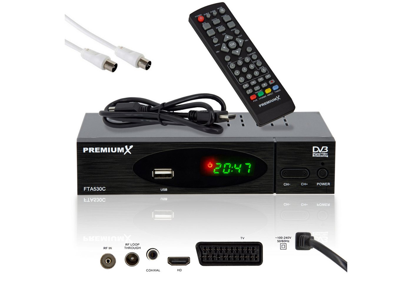 PremiumX FTA 530C DVB-C Kabel Receiver USB HDMI SCART Antennenkabel Kabel-Receiver Bild 2