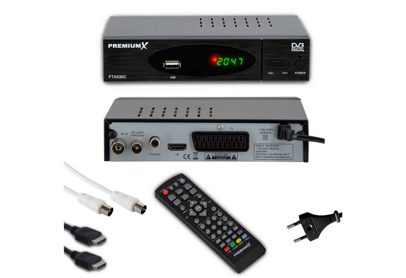 PremiumX FTA 530C DVB-C Kabel Receiver USB HDMI SCART Antennenkabel Kabel-Receiver Bild 4