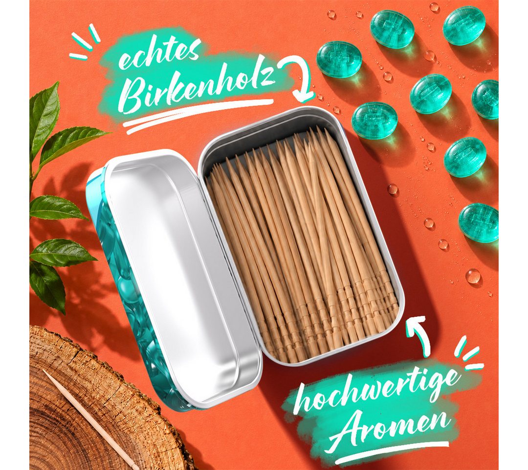 Wunder Zahnstocher Mundpflegecenter Wunder Zahnstocher mit Geschmack - Metalldose - Eisbonbon, frischer Atem - Alternative zu Kaugummi - Zuckerfrei & kalorienfrei
