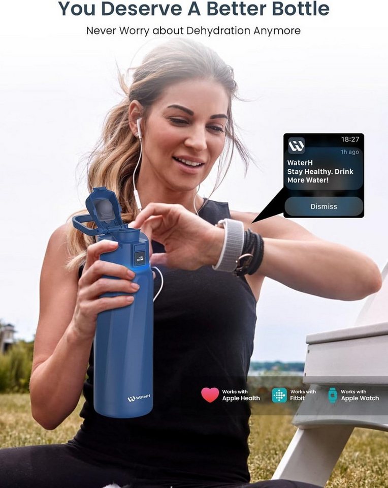 WaterH Trinkflasche Boost, LED-Touch-Display, 710 ml, Blau Bild 2