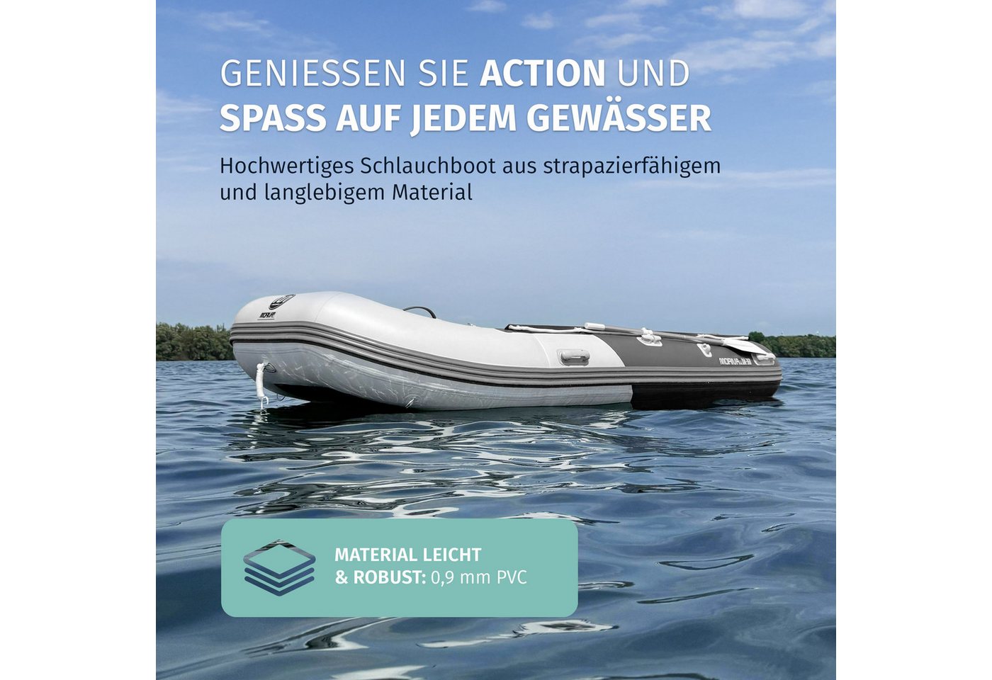 Bronzania Schlauchboot Aufblasbares Schlauchboot 390 cm grau-dunkelgrau Aluminiumboden, Reparaturkit Bild 2