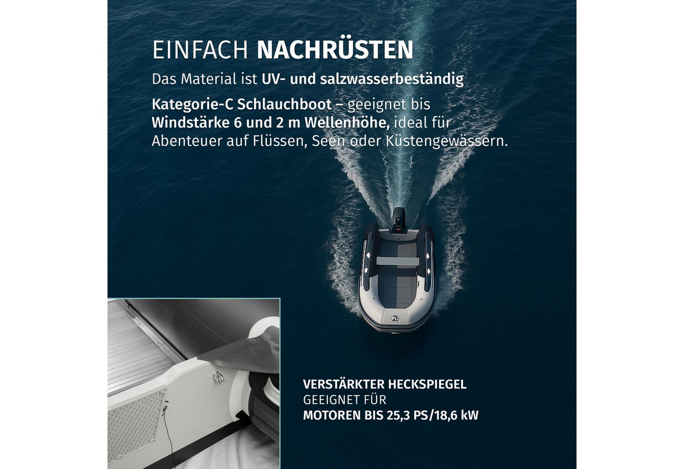 Bronzania Schlauchboot Aufblasbares Schlauchboot 390 cm grau-dunkelgrau Aluminiumboden, Reparaturkit Bild 5