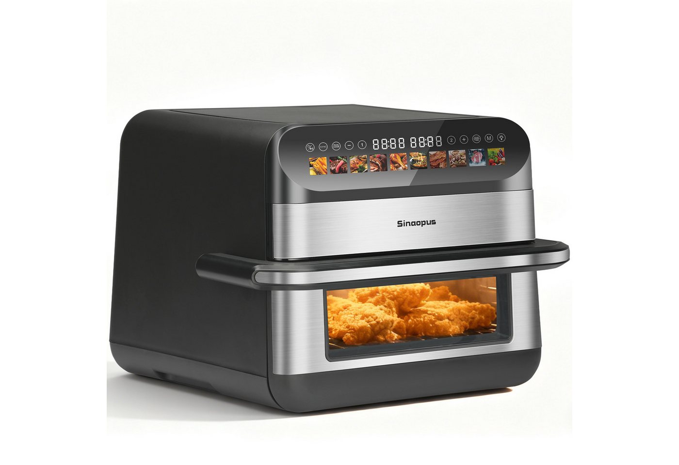 Vankel Heißluftfritteuse 10L XXL Airfryer mit Sichtfenster – Familienessen, Snacks & Meal Prep knusprig garen, 2400 W, 5L+5L Garraum, Touchscreen, 10 Programmen & Trennwand Bild 3