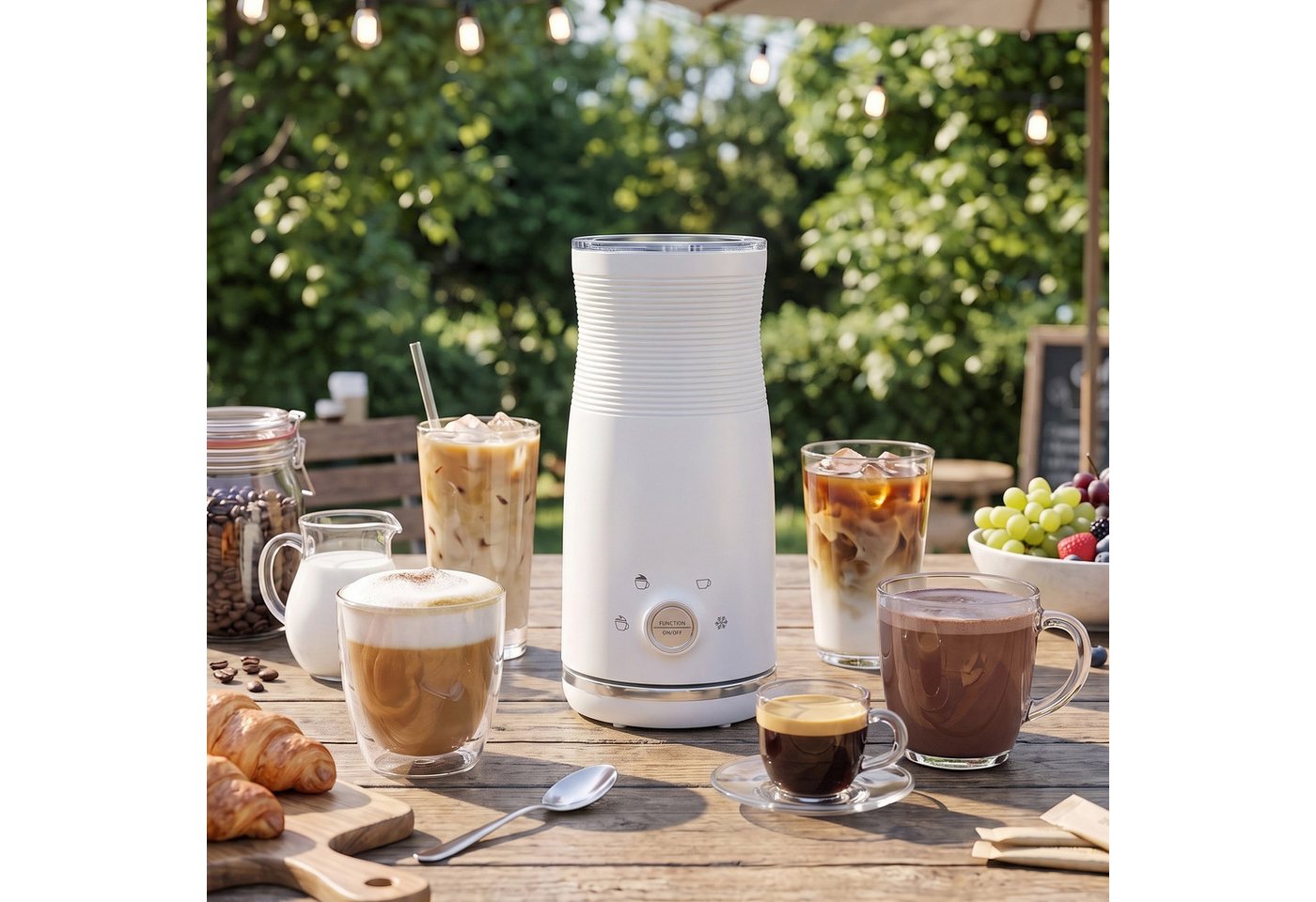 SONGMICS Milchaufschäumer Elektrischer 4-in-1 Automatisch 300 ml, 10,5 x 10,5 x 20,3 cm,weiß Bild 2