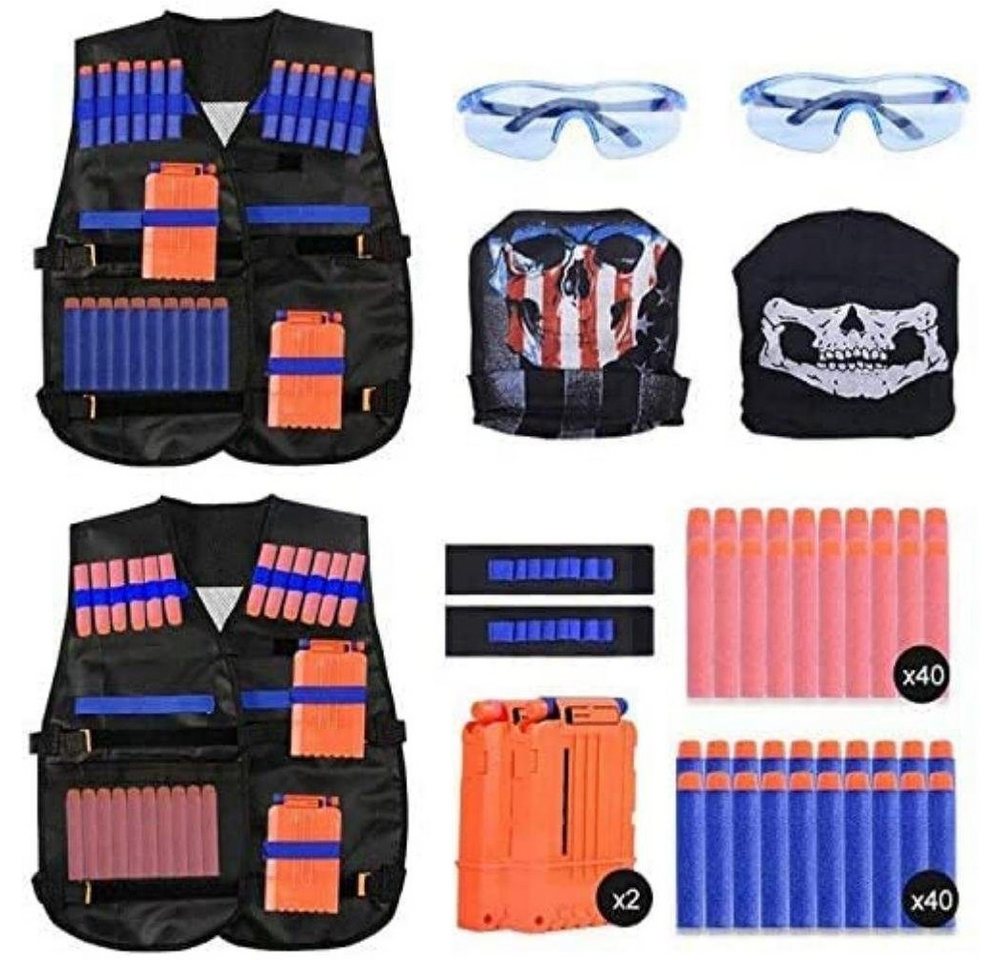 EXTSUD Protektorenjacke 2er Taktische Weste Jacke Set (Kids Tactical Vest für Nerf Zubehör Set mit 80 Darts Nachfüllpack, 2-tlg., Taktische Jacke Set für Nerf Guns N-Strike Elite), für Nerf Guns N-Strike Elite-Serie Bild 3