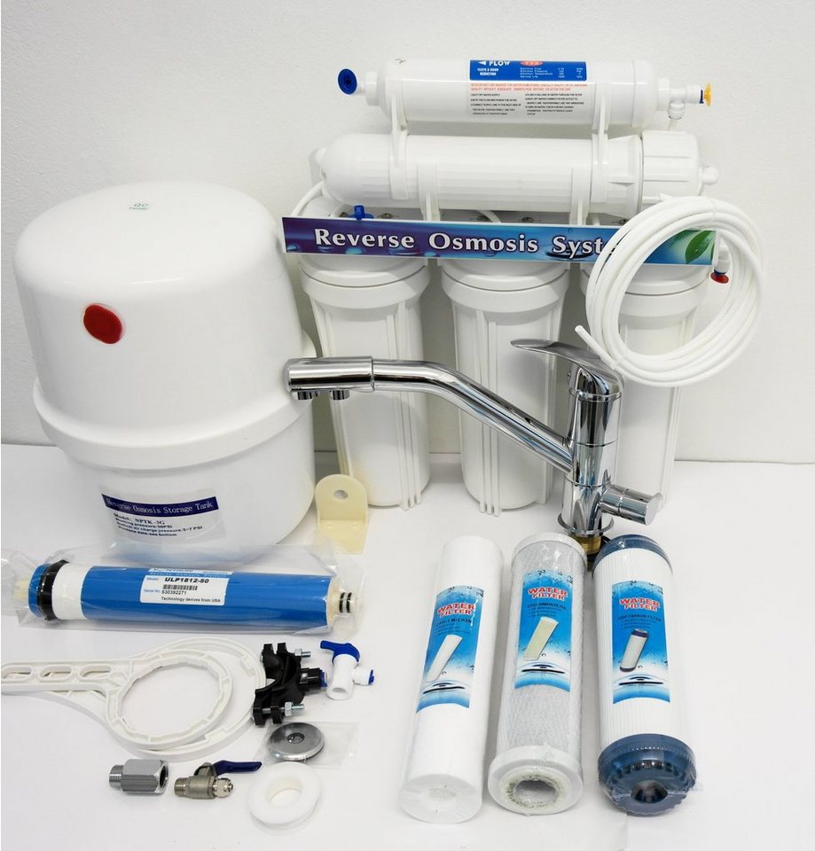 YESET Wasserfilter 5 Stufen System Umkehrosmose Anlage Wasserfilter 3 W Wasserhahn YM8806, Wasserfilter Umkehrosmose Anlage