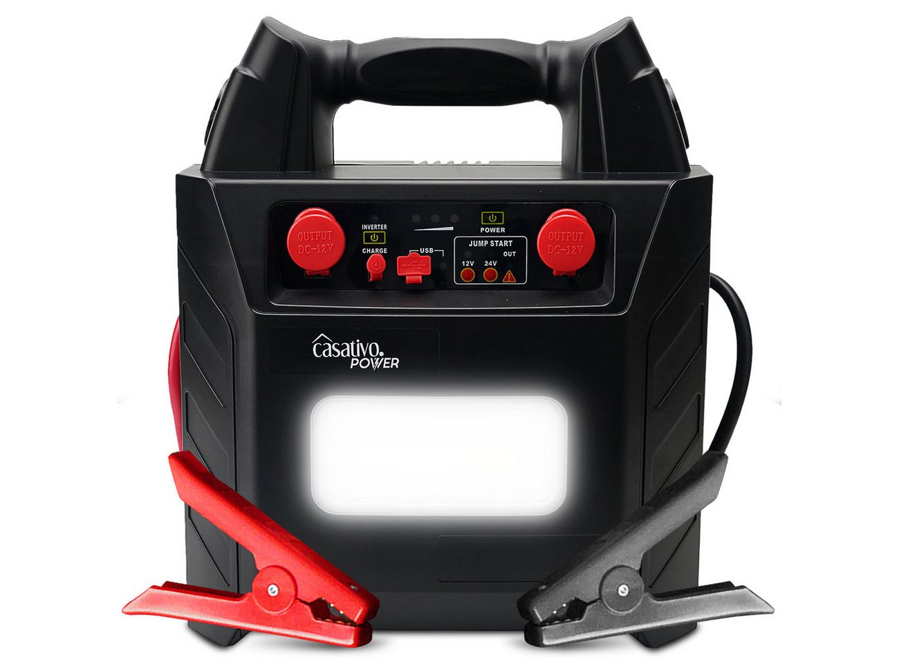 Casativo 5-in-1 Pkw Starthilfegerät 2000A mit 40Ah Starthilfe Powerbank USB Autobatterie-Ladegerät (Starthilfe-Dauerstrom 600 A, Spitze 2.000 A, für 12/24-Volt-Batterie)