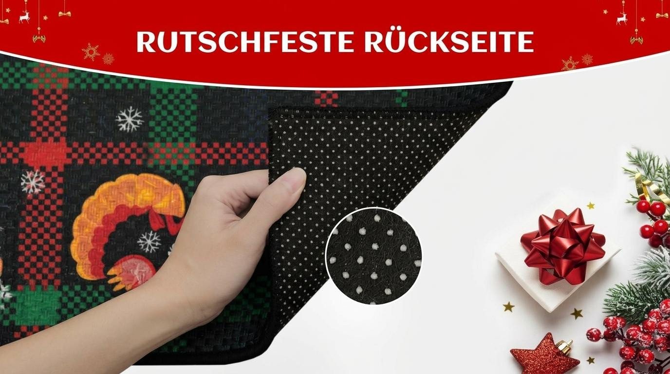 GarveeMore Universal-Fußmatten Weihnachten Fußmatte mit Karo-Muster, rutschfest & waschbar, mehrere Größen für Innen- & Außenbereich, Weihnachten Fußmatte