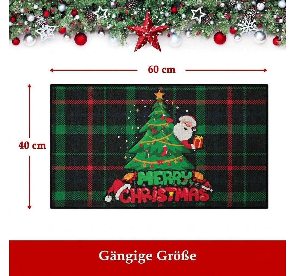 GarveeMore Universal-Fußmatten Weihnachten Fußmatte mit Karo-Muster, rutschfest & waschbar, mehrere Größen für Innen- & Außenbereich, Weihnachten Fußmatte Bild 4