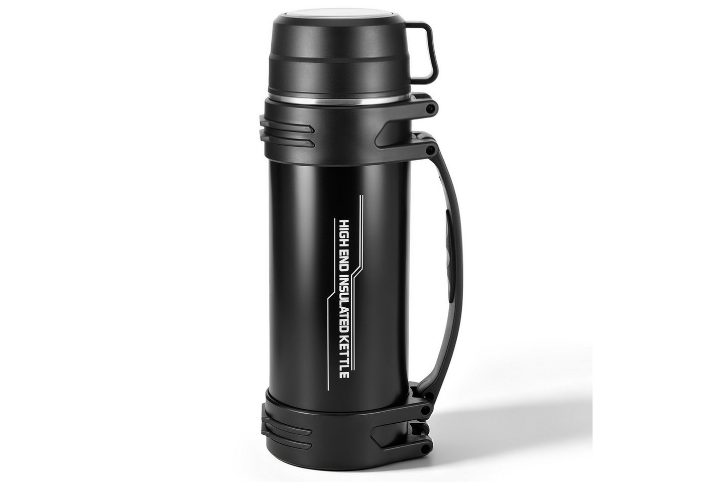 BlingBin Isolierflasche Thermosflasche 2L, Doppelwandige Trinkflasche Isolierte Edelstahl, mit Trinkbecher, Tragegriff und Schultergurt für Camping & Outdoor Bild 2