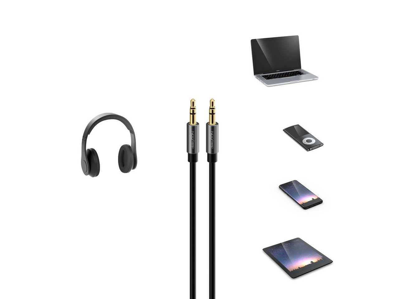 deleyCON deleyCON 1,5m Klinke Audio Stereo AUX Kabel 3,5mm Klinkenkabel Audio-Kabel Bild 4