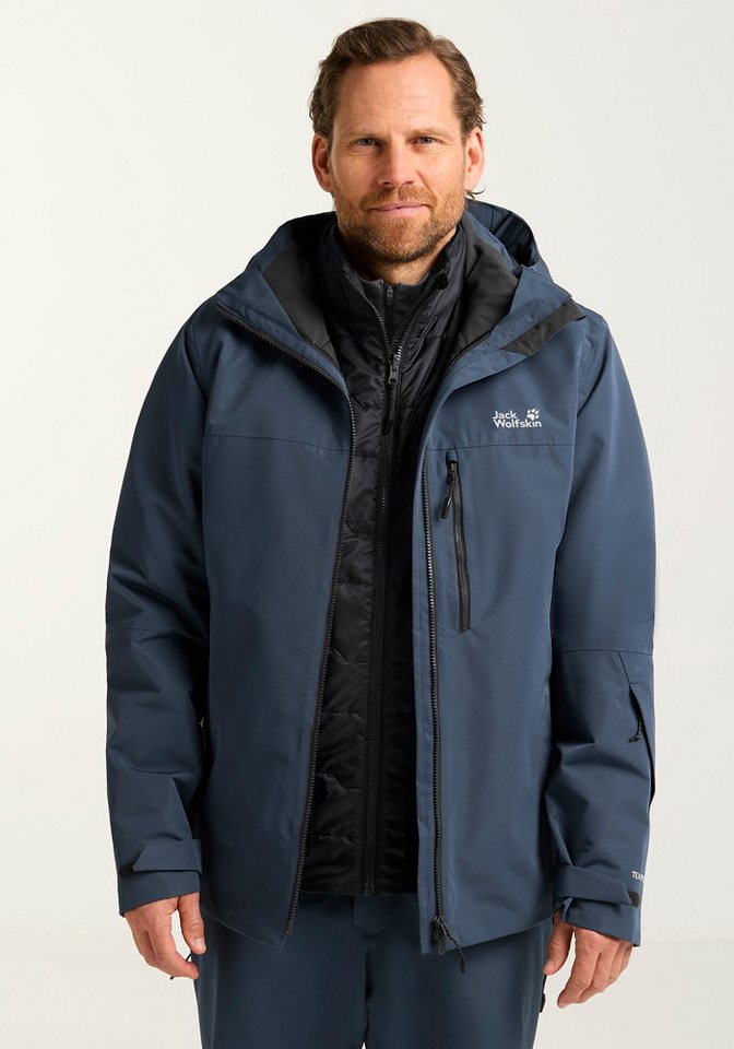 Jack Wolfskin Skijacke FLOWLINE 3IN1 JKT M mit 3-in-1-Funktion, wasserdicht, winddicht, atmungsaktiv