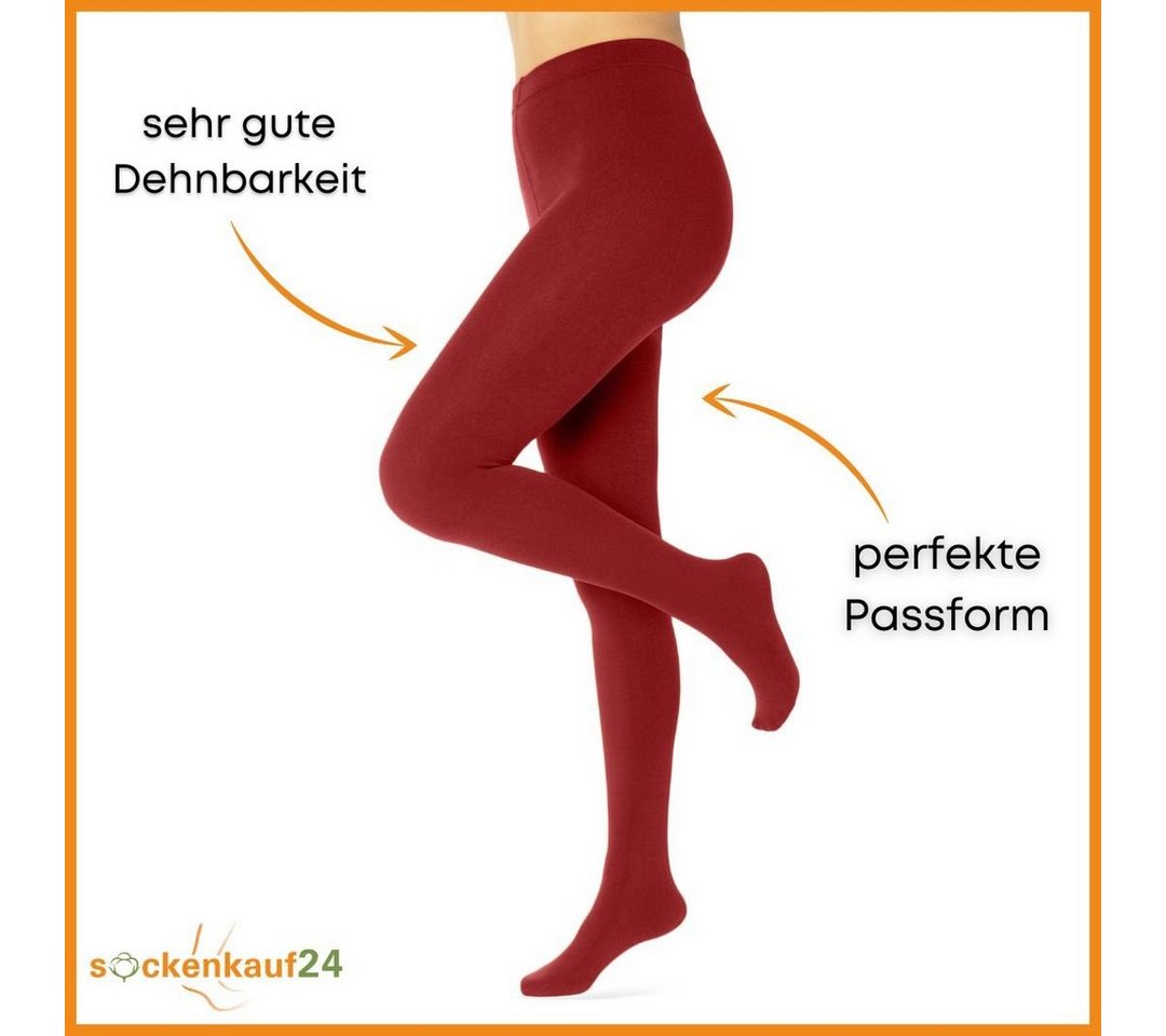 sockenkauf24 Thermostrumpfhose Damen Strumpfhose mit Innenfleece in 10 Farben (Rot 38-40) extra warm Winter Strumpfhose WP Bild 4
