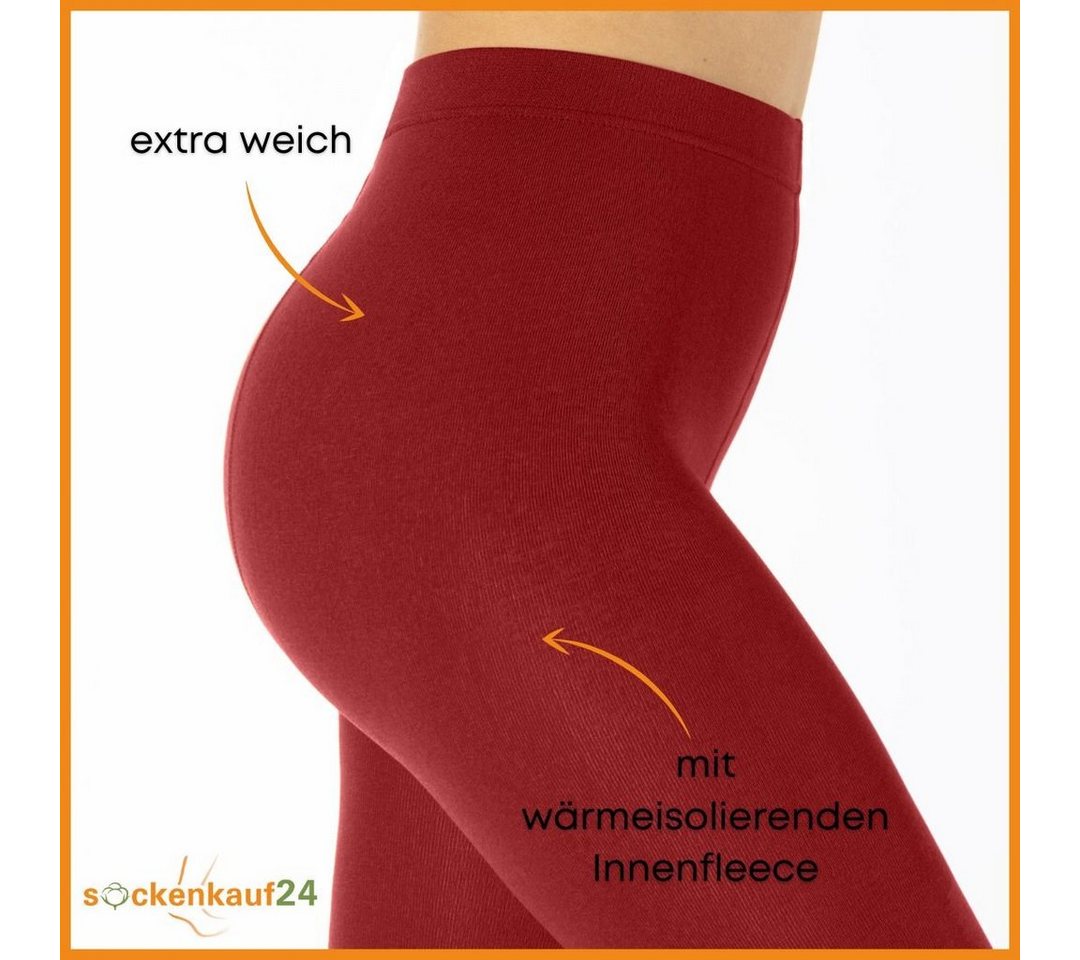 sockenkauf24 Thermostrumpfhose Damen Strumpfhose mit Innenfleece in 10 Farben (Rot 38-40) extra warm Winter Strumpfhose WP Bild 5