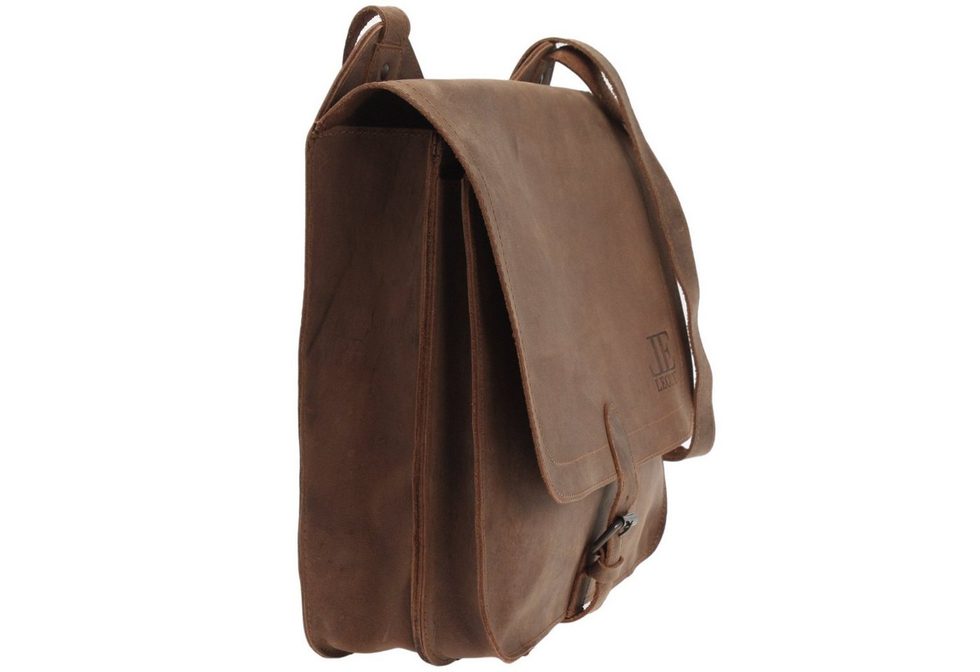 LECONI Aktentasche Messenger Bag Arbeitstasche DIN A4 Damen Herren Echt Leder LE3020, Überschlag mit Schnalle – verstellbarer Schulterriemen – 36×29×8 cm Bild 5