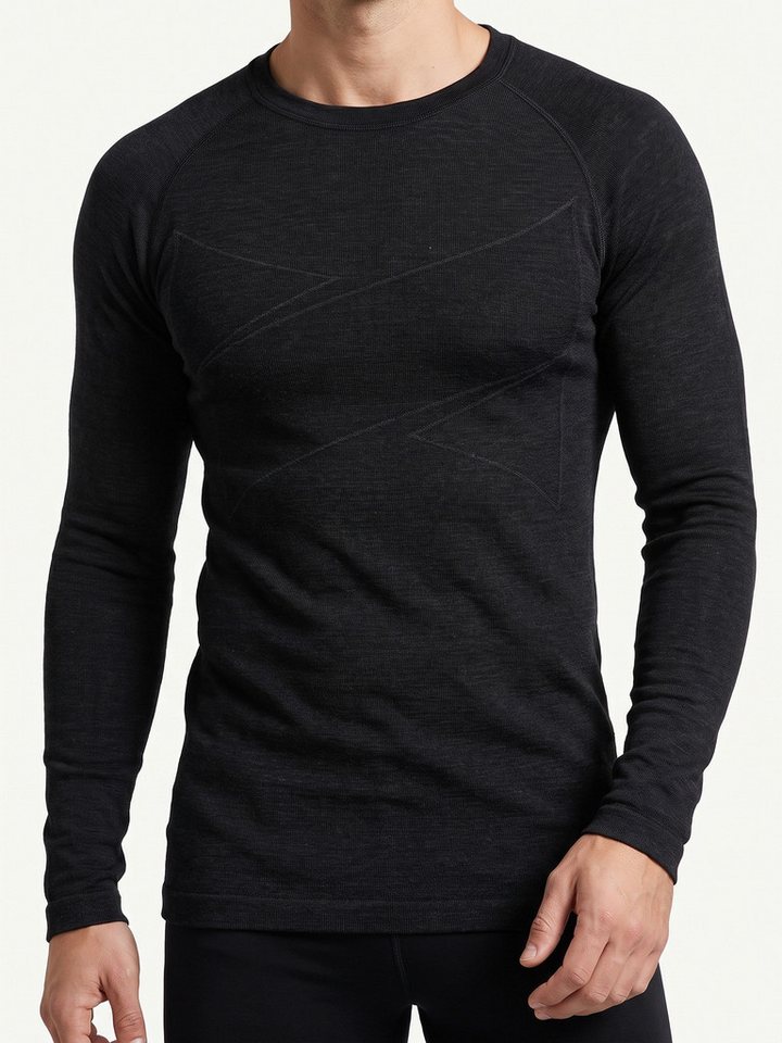 Black Snake Thermounterhemd nahtloses Thermo-Langarmshirt aus Merino-Wolle-Mix für aktive Herren (Thermo-Unterhemd, 1-St., Schwarz Melange M) Geruchshemmende Merinowolle wärmt und lässt die Haut gut durchatmen Bild 5