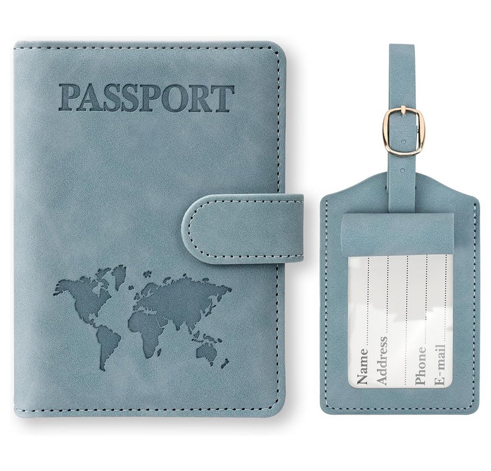 HoyoLee Gepäckanhänger Reisepasshülle und Kofferanhänger Set,Passport Hülle mit RFID-Blocke Kunstleder Reisepass Organizer mit Gepäckanhänger Bild 4