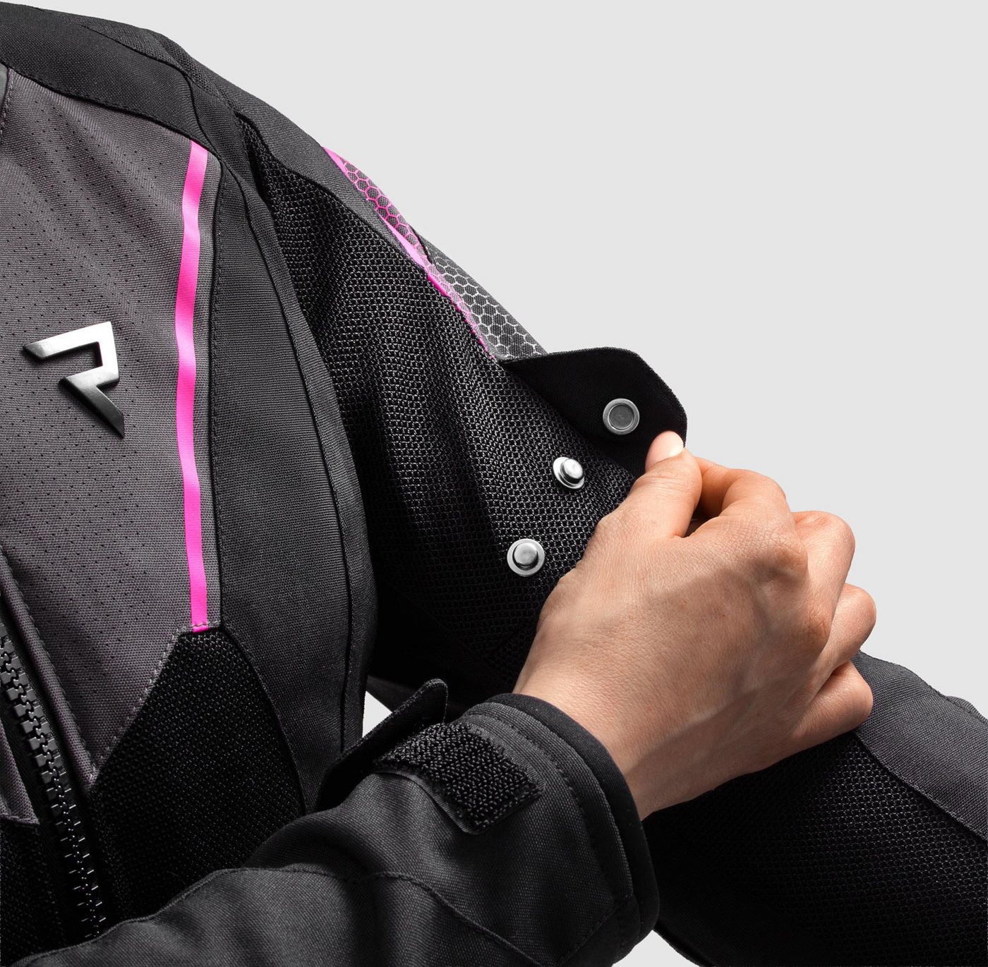 Rebelhorn Motorradjacke Hiflow 5 wasserdichte Damen Motorrad Textiljacke Rückenprotektor enthalten,Verbindungsreißverschluss,Ellenbogenpro