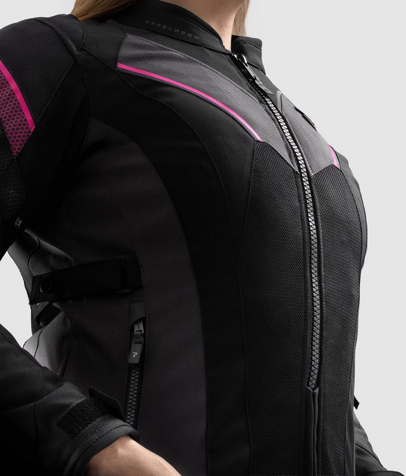 Rebelhorn Motorradjacke Hiflow 5 wasserdichte Damen Motorrad Textiljacke Rückenprotektor enthalten,Verbindungsreißverschluss,Ellenbogenpro Bild 2