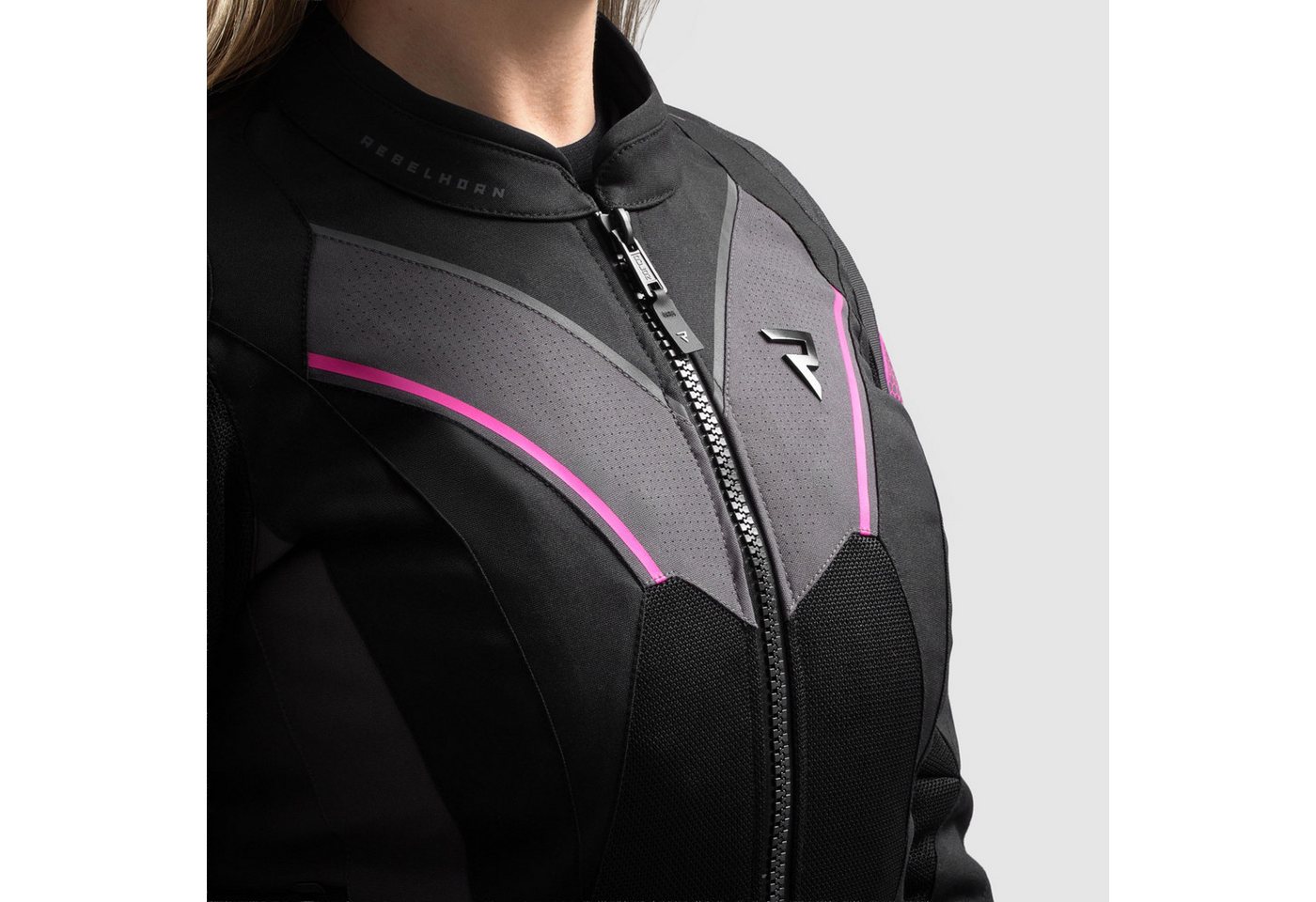 Rebelhorn Motorradjacke Hiflow 5 wasserdichte Damen Motorrad Textiljacke Rückenprotektor enthalten,Verbindungsreißverschluss,Ellenbogenpro Bild 5