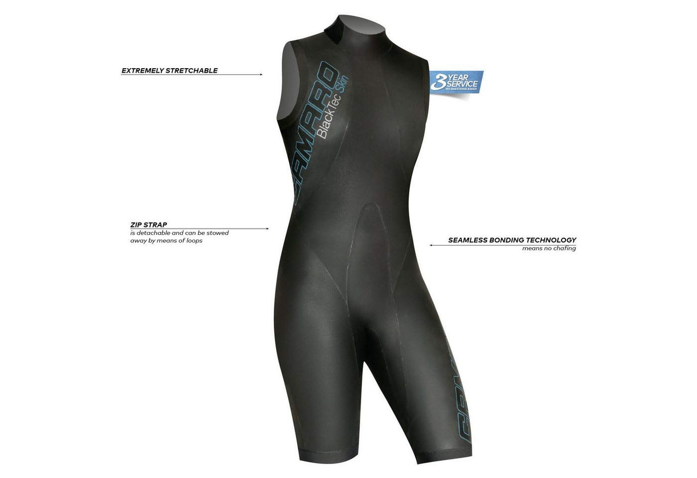 Camaro Neoprenanzug Camaro Blacktec Skin Damen Shorty Speed Swim Triathlon Neoprenanzug Bild 3