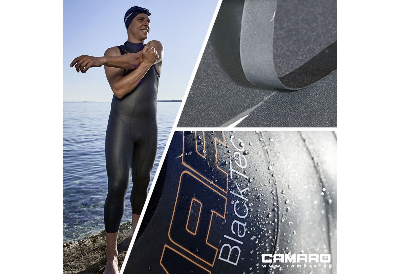 Camaro Neoprenanzug Camaro Blacktec Skin Damen Shorty Speed Swim Triathlon Neoprenanzug Bild 5
