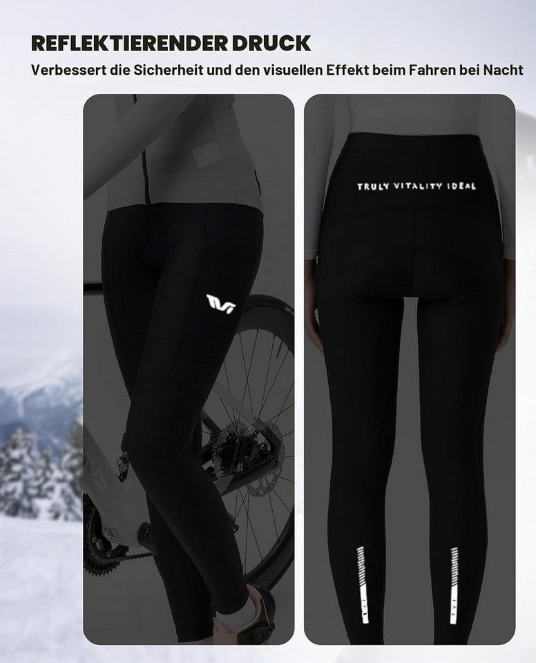ROCKBROS Fahrradhose Winter Fahrradhose Damen Gepolstert Elastisch Bild 2