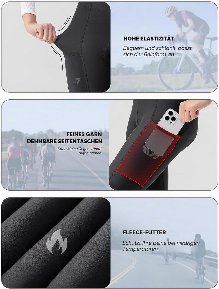 ROCKBROS Fahrradhose Winter Fahrradhose Damen Gepolstert Elastisch Bild 4