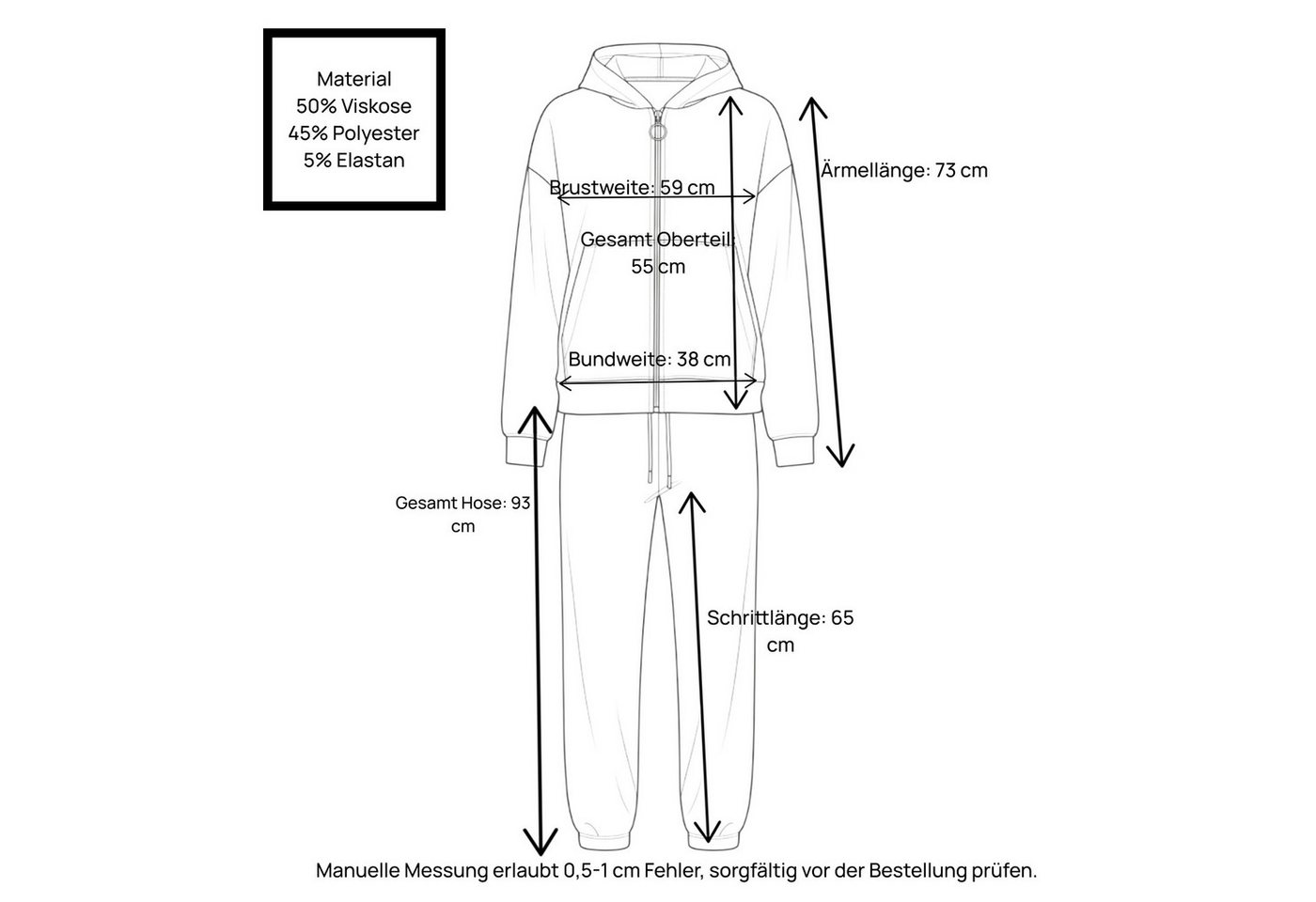 simaranda Jogginganzug Damen Jogginganzug 618 36-42 Schwarz