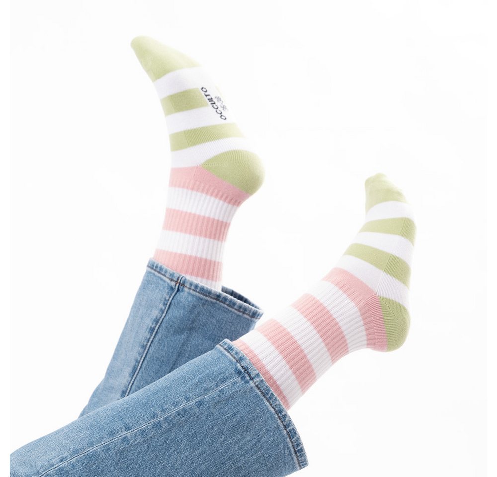 OCCULTO Tennissocken Damen Tennissocken mit Streifen 3er Pack (Modell: Momo) (3-Paar)