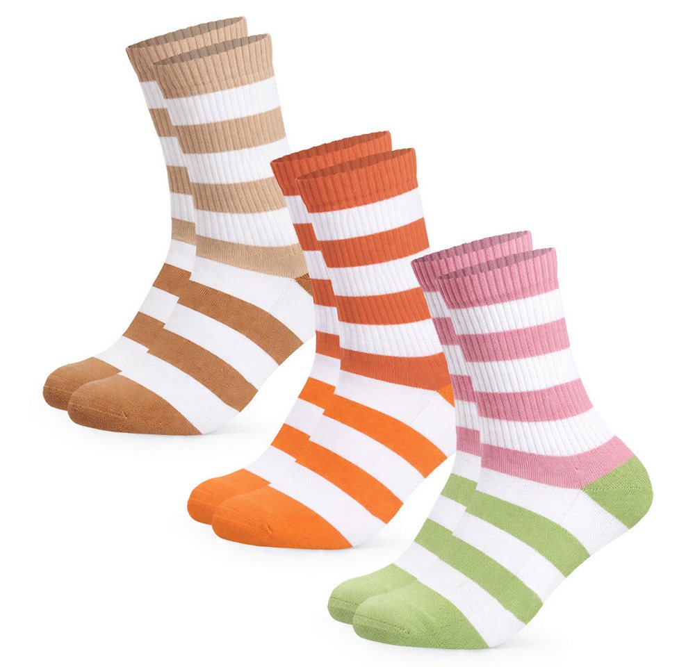 OCCULTO Tennissocken Damen Tennissocken mit Streifen 3er Pack (Modell: Momo) (3-Paar) Bild 5